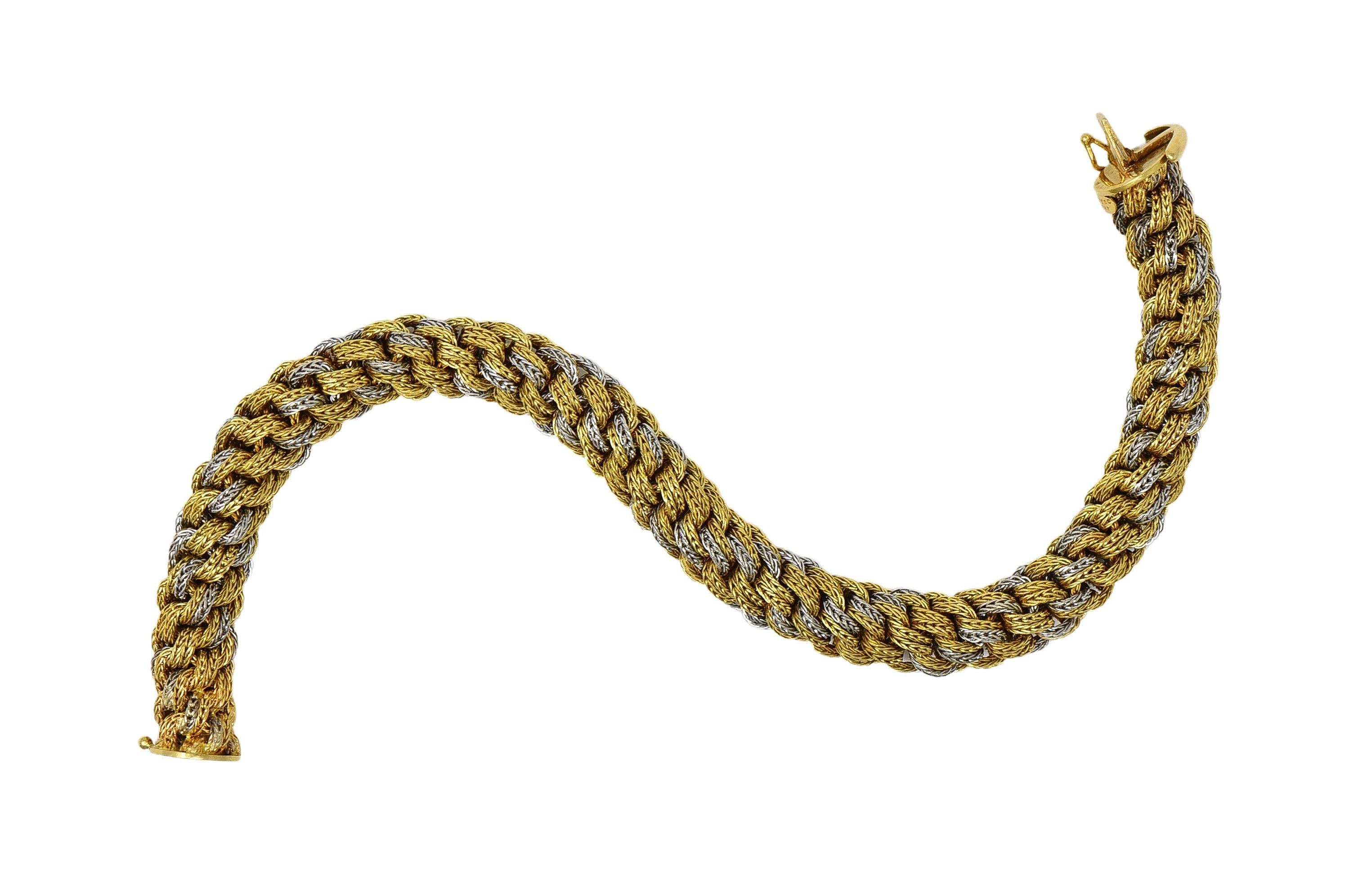 Tiffany & Co. 1960's 18 Karat Two-Tone Gold Vintage Woven Rope Chain Bracelet