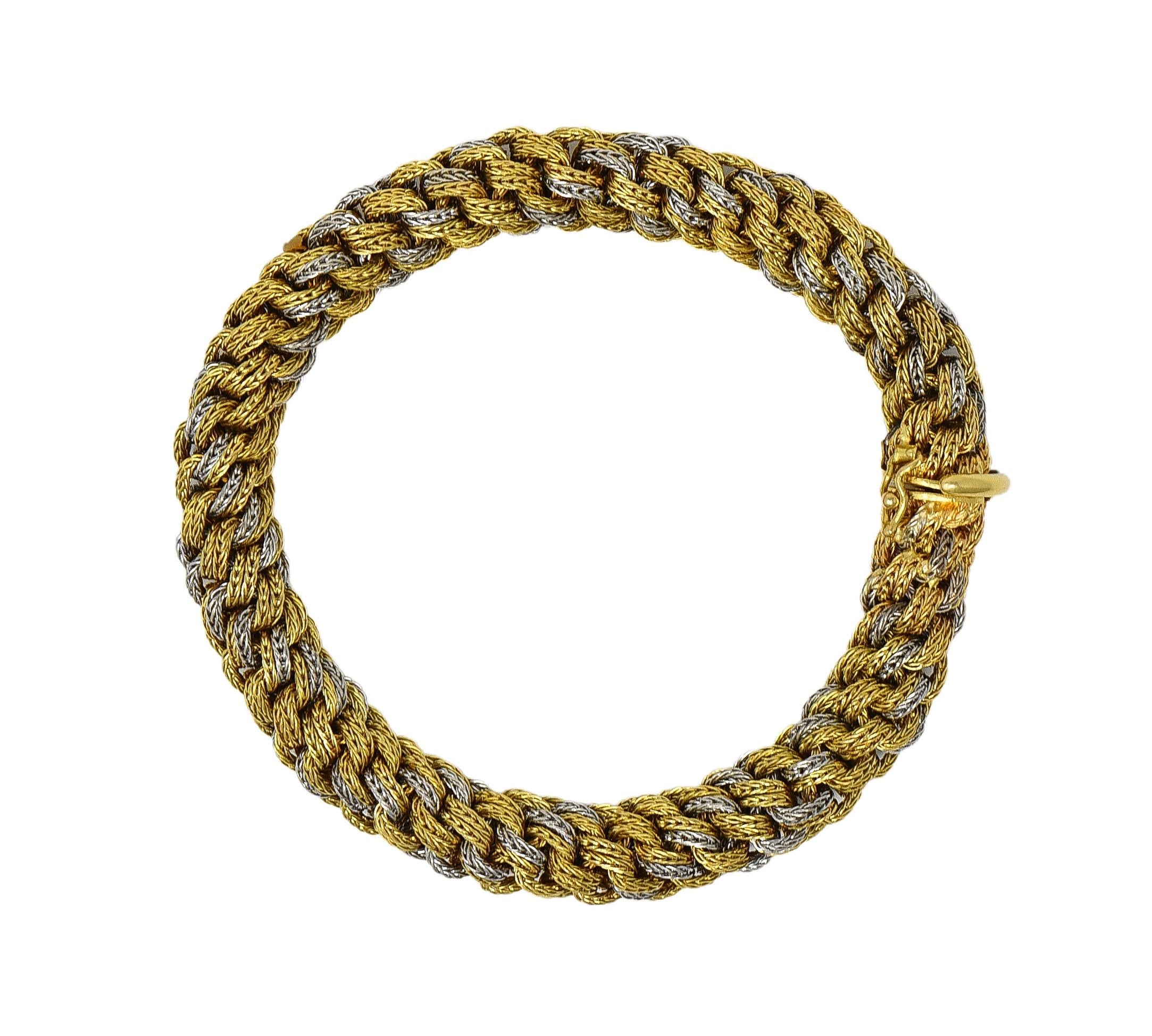 Tiffany & Co. 1960's 18 Karat Two-Tone Gold Vintage Woven Rope Chain Bracelet
