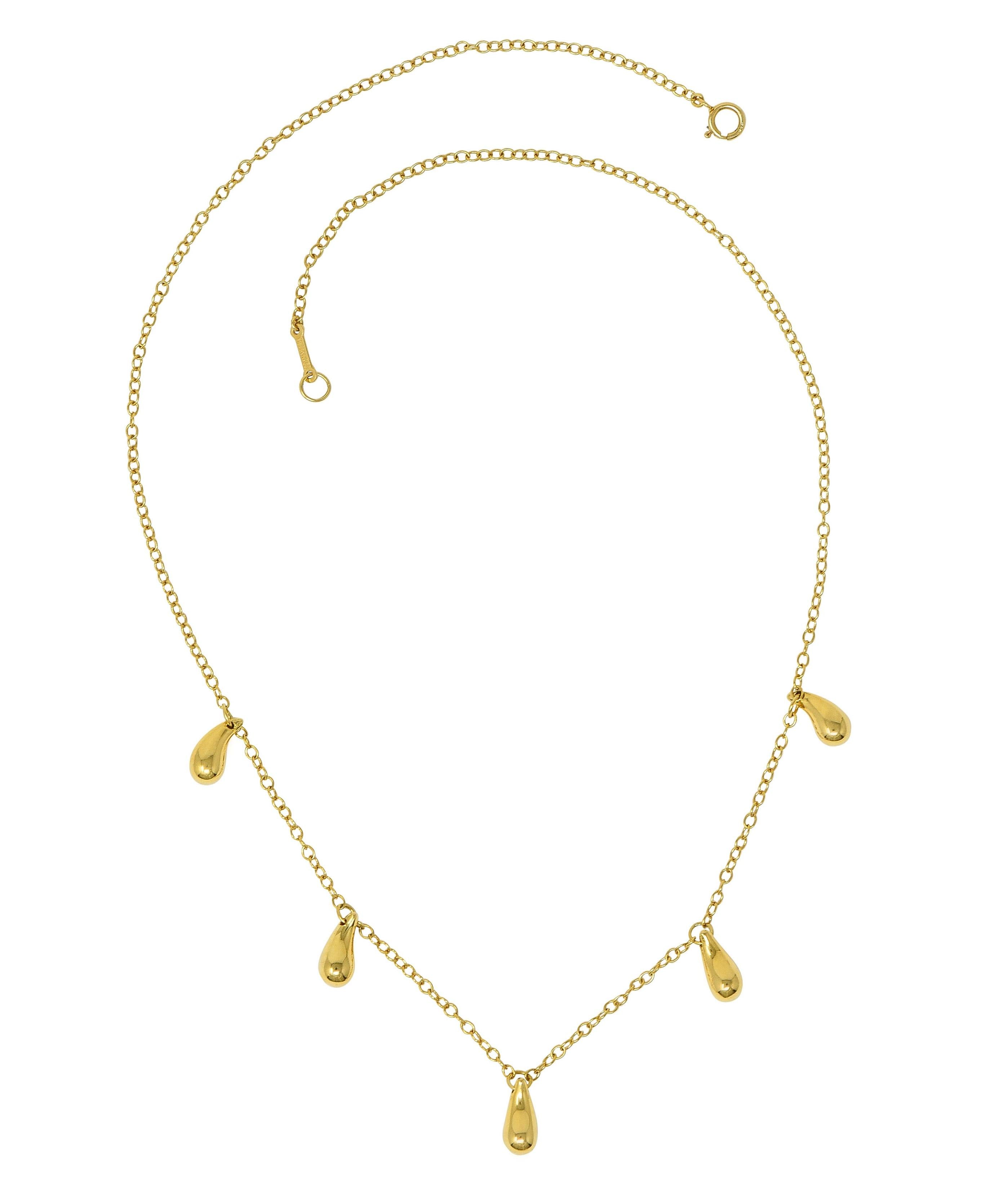 Elsa Peretti Tiffany & Co. 1990's 18 Karat Yellow Gold Vintage Teardrop Necklace