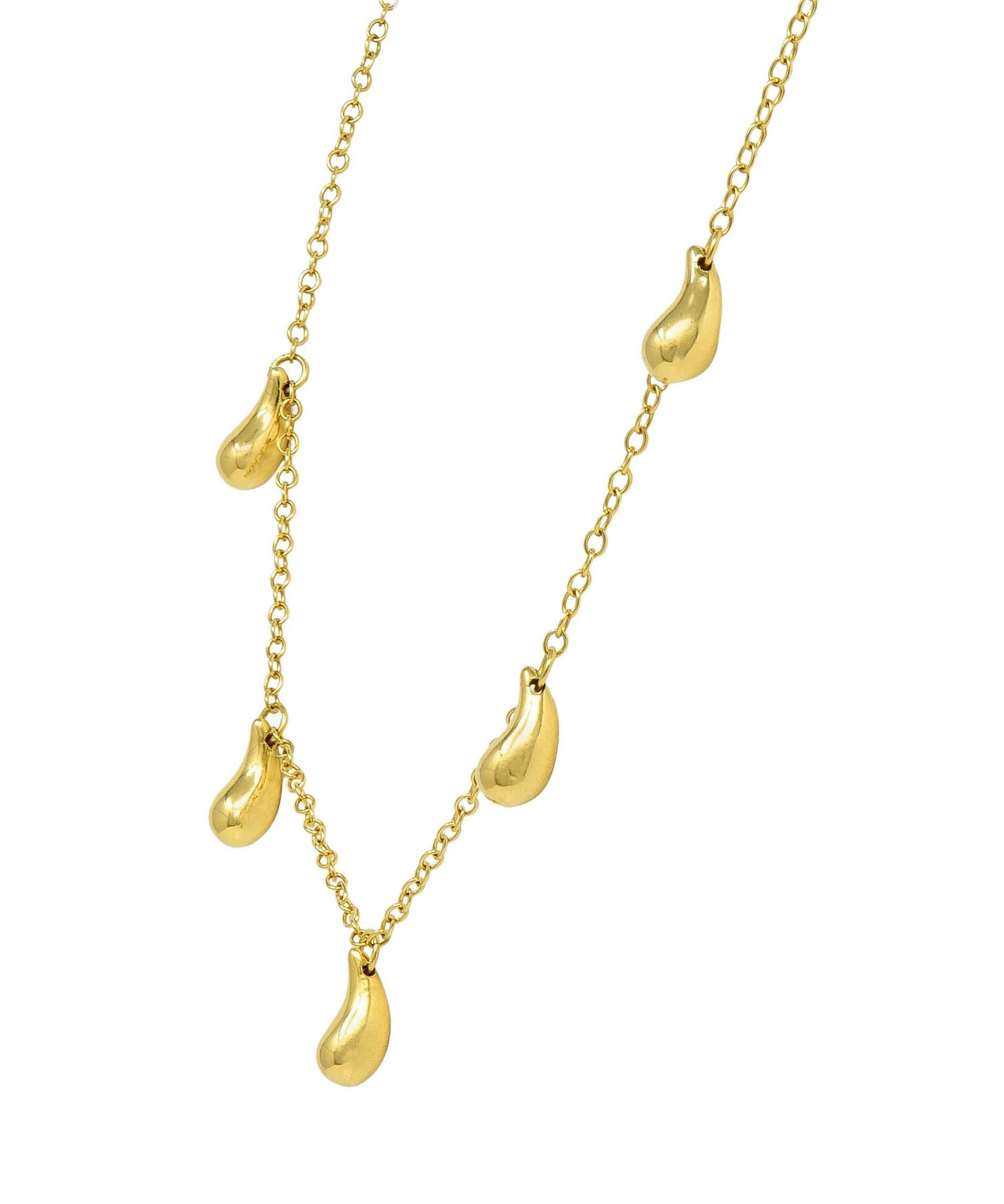 Elsa Peretti Tiffany & Co. 1990's 18 Karat Yellow Gold Vintage Teardrop Necklace