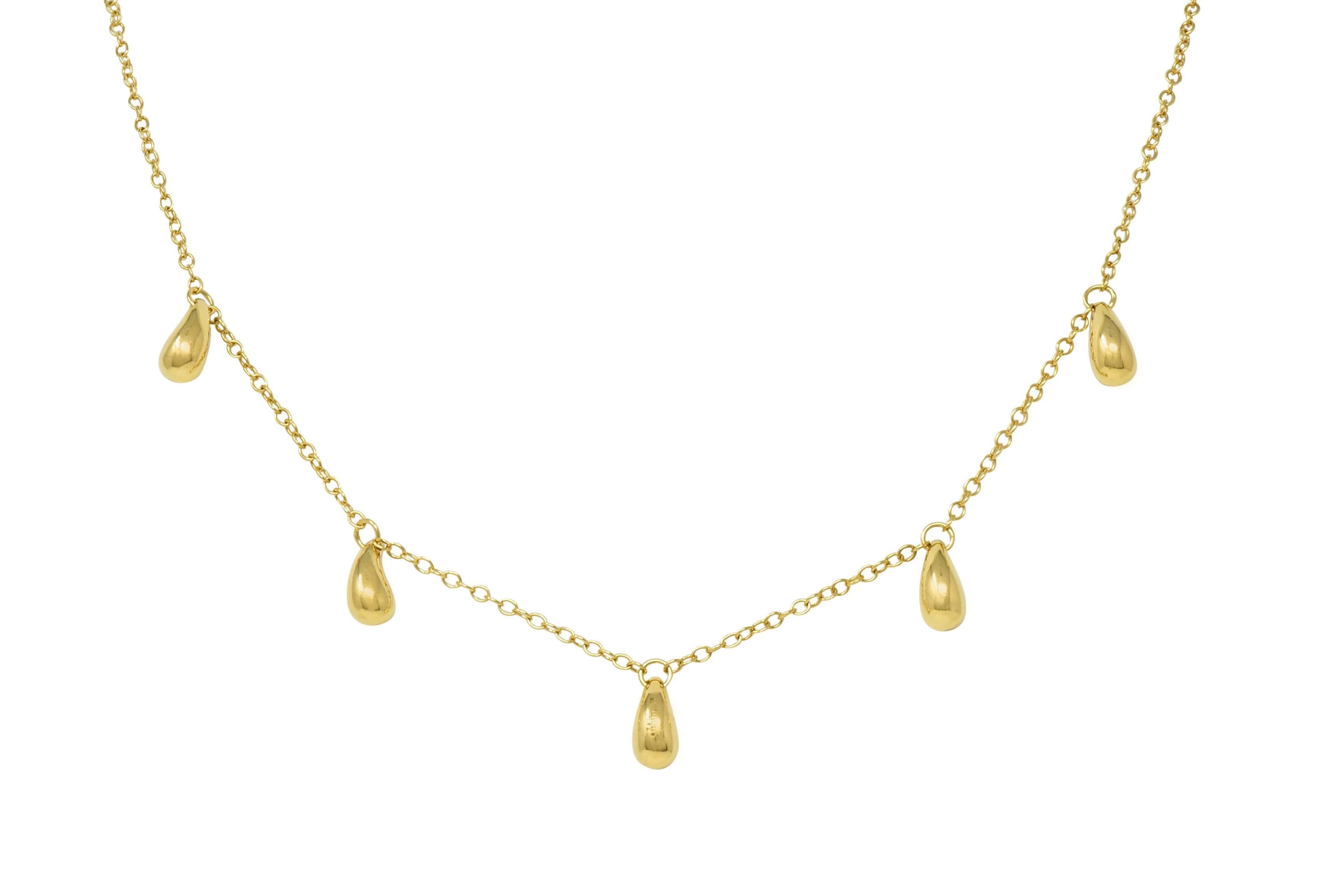 Elsa Peretti Tiffany & Co. 1990's 18 Karat Yellow Gold Vintage Teardrop Necklace