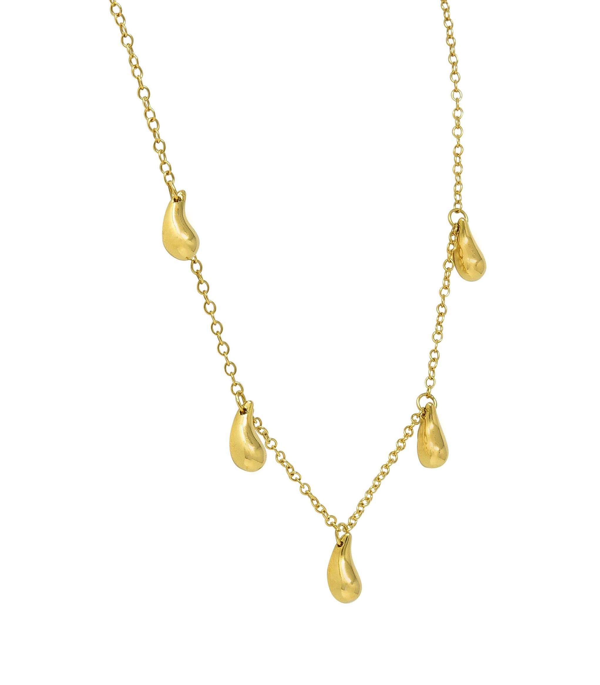 Elsa Peretti Tiffany & Co. 1990's 18 Karat Yellow Gold Vintage Teardrop Necklace