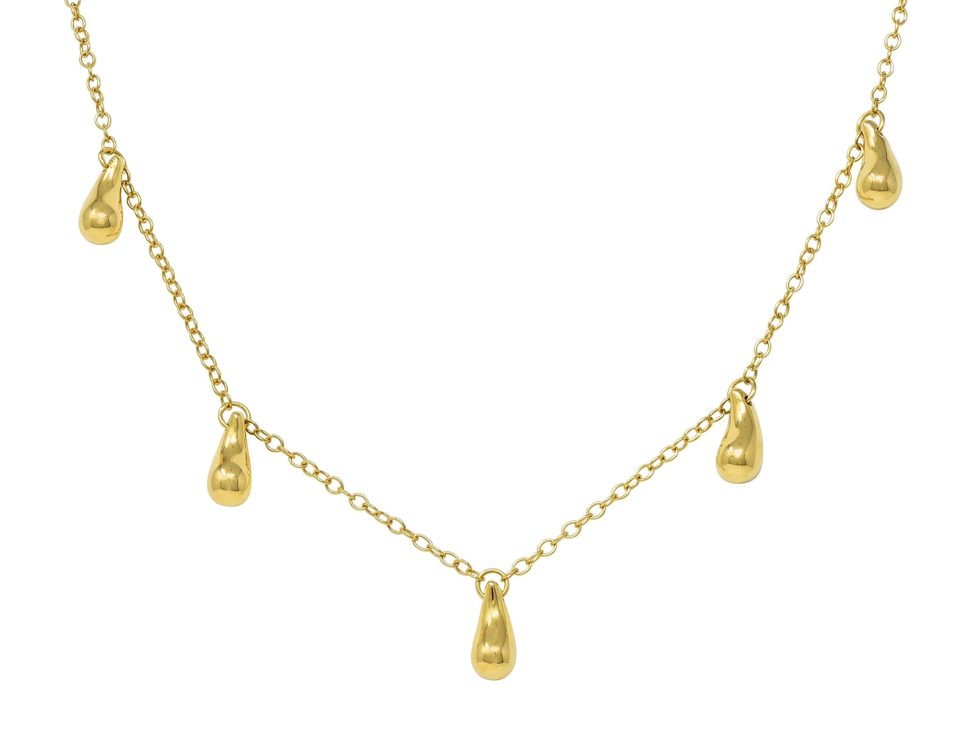 Elsa Peretti Tiffany & Co. 1990's 18 Karat Yellow Gold Vintage Teardrop Necklace