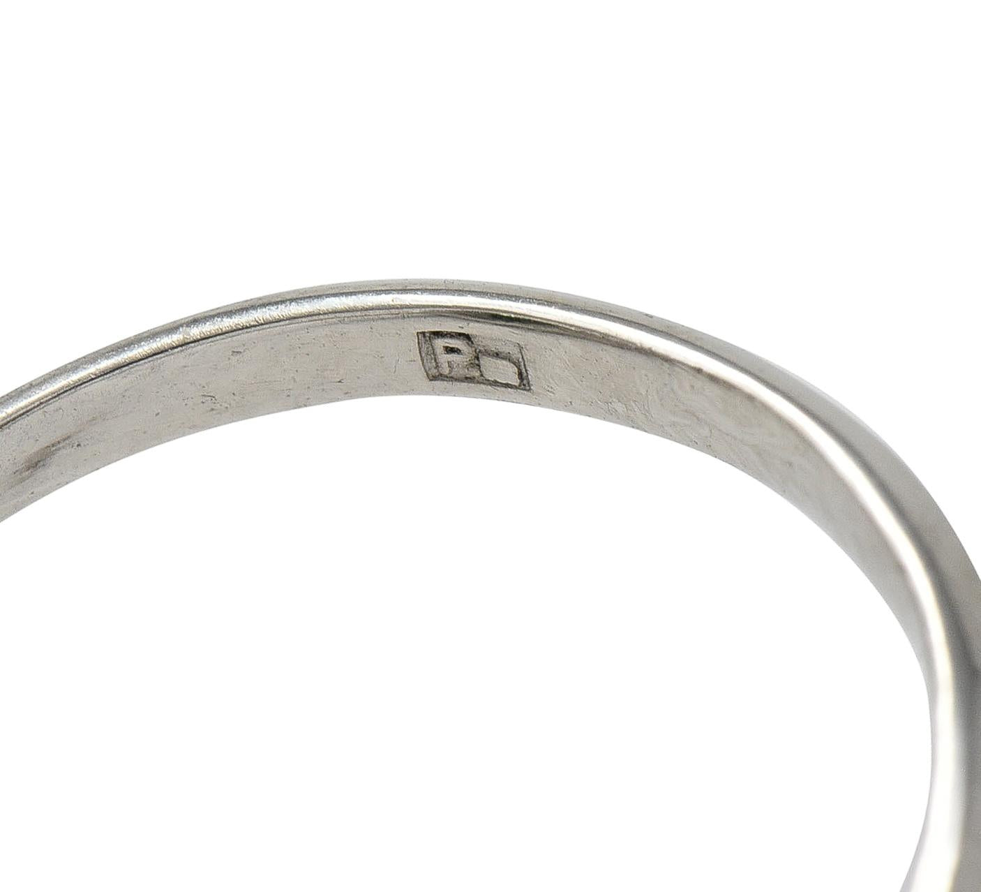 Mid-Century Jade Diamond Platinum Vintage Navette Halo Ring