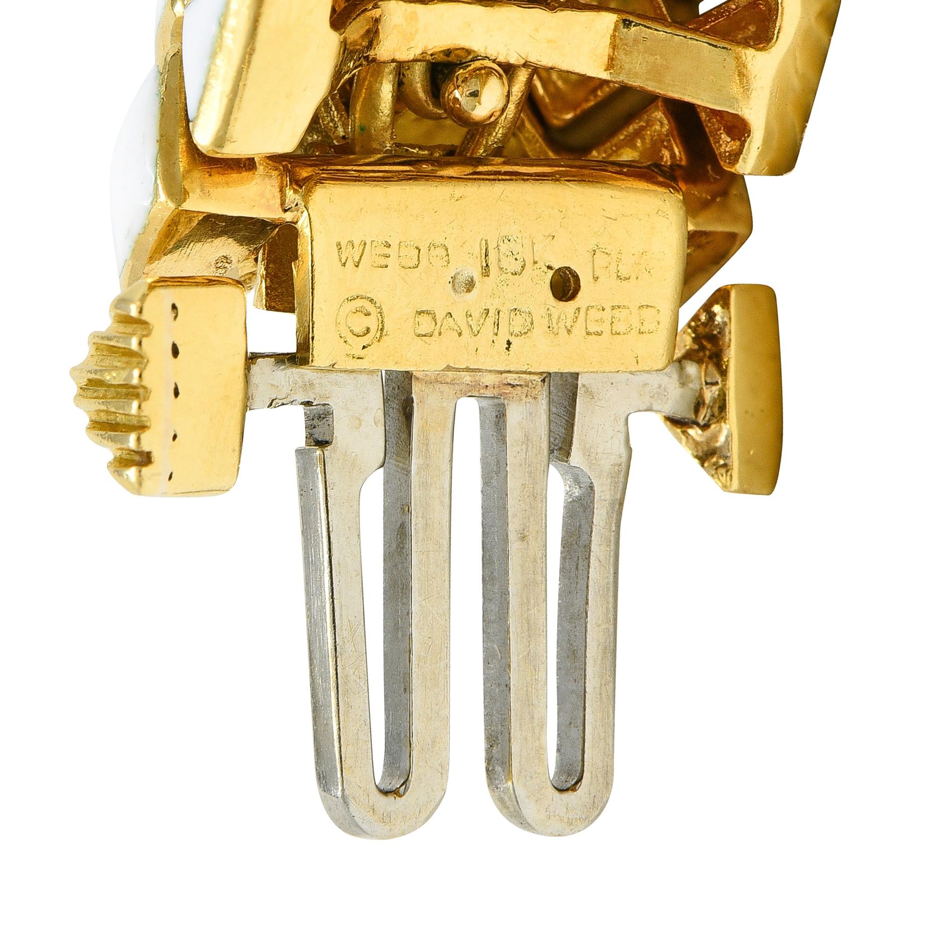 David Webb 1980's Diamond Enamel Platinum 18K Yellow Gold Harlequin Bracelet