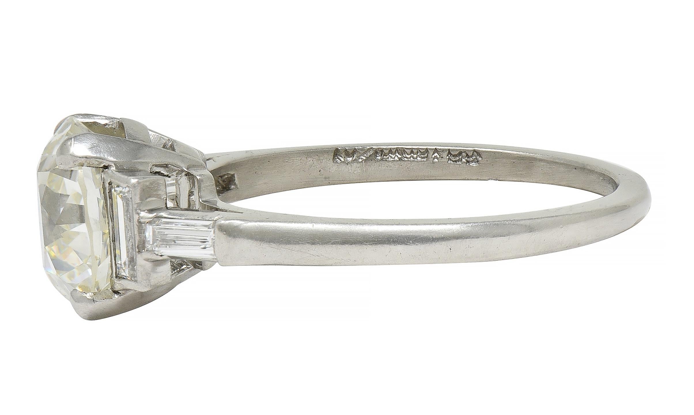 1950's 2.25 CTW Old European Diamond Platinum Five Stone Vintage Engagement Ring