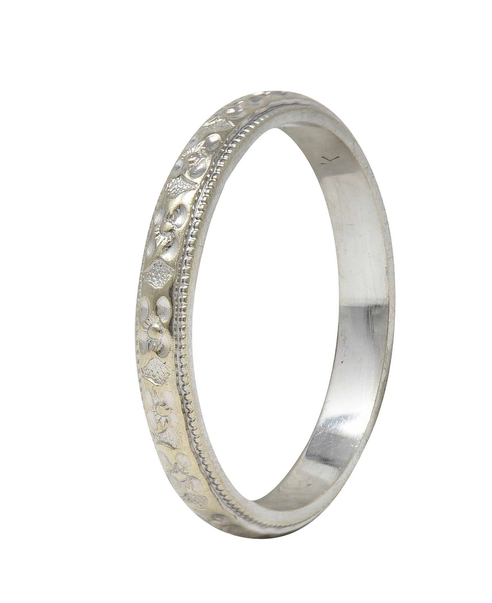 Art Deco 14 Karat White Gold Vintage Orange Blossom Wedding Band Ring