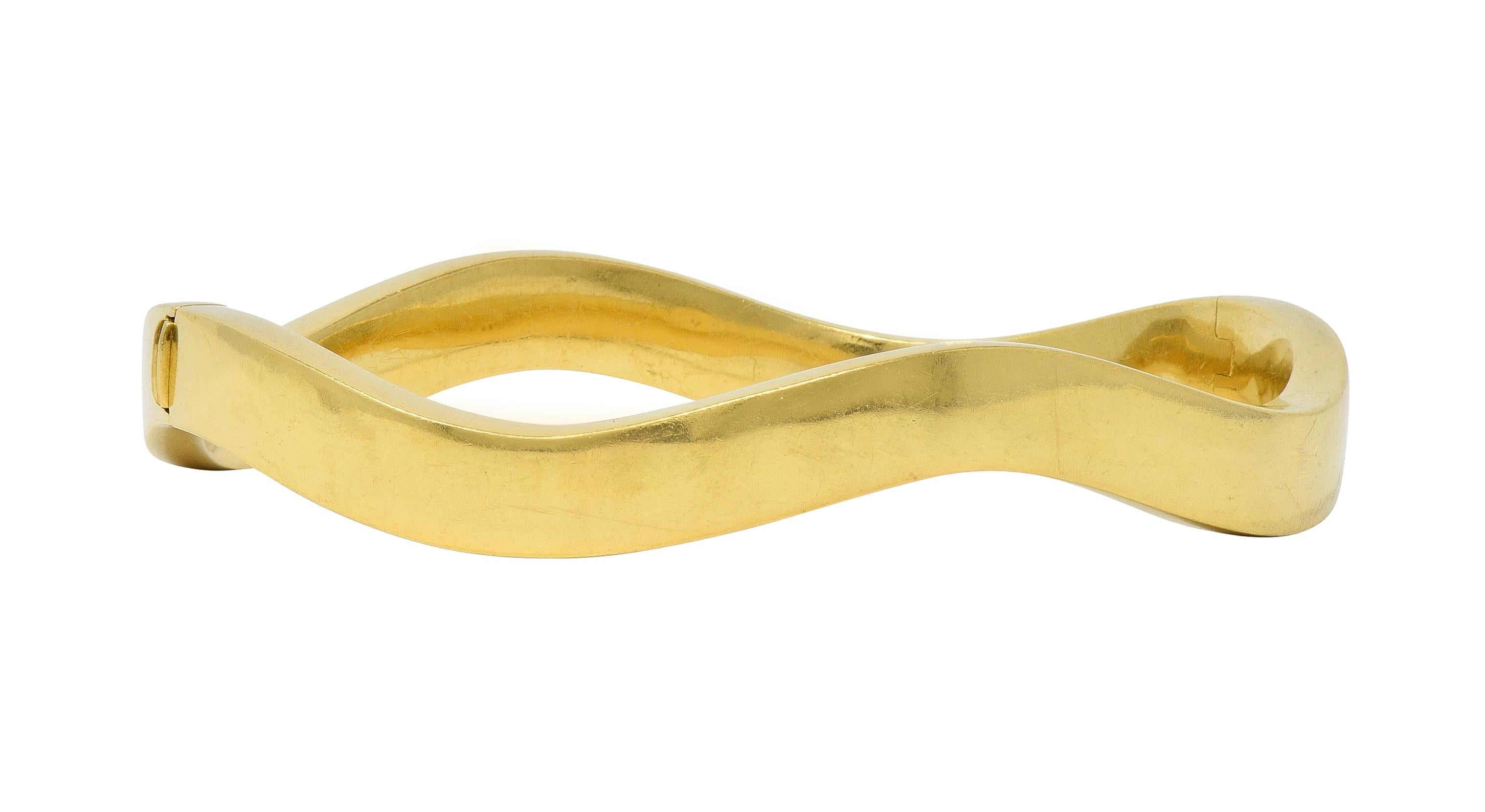 Tiffany & Co. 1990's 18 Karat Yellow Gold Vintage Wave Bangle Bracelet