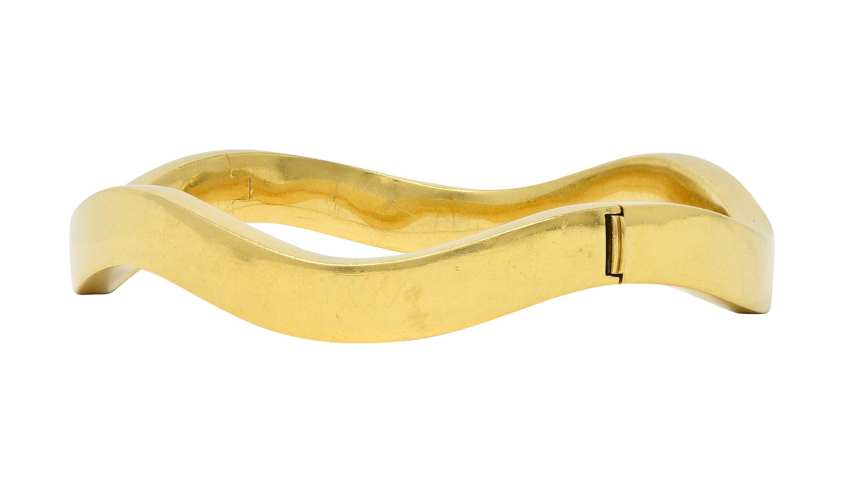 Tiffany & Co. 1990's 18 Karat Yellow Gold Vintage Wave Bangle Bracelet