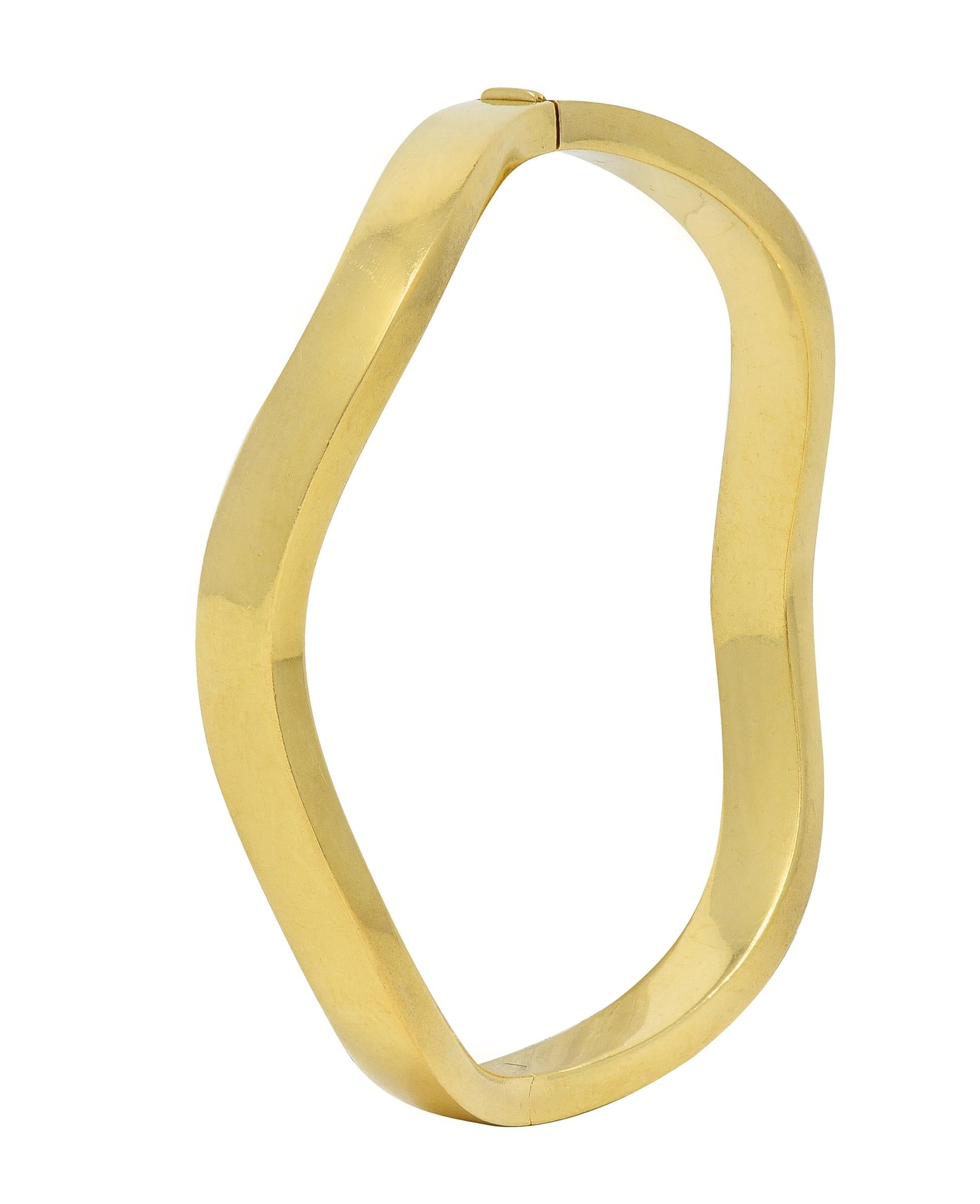 Tiffany & Co. 1990's 18 Karat Yellow Gold Vintage Wave Bangle Bracelet