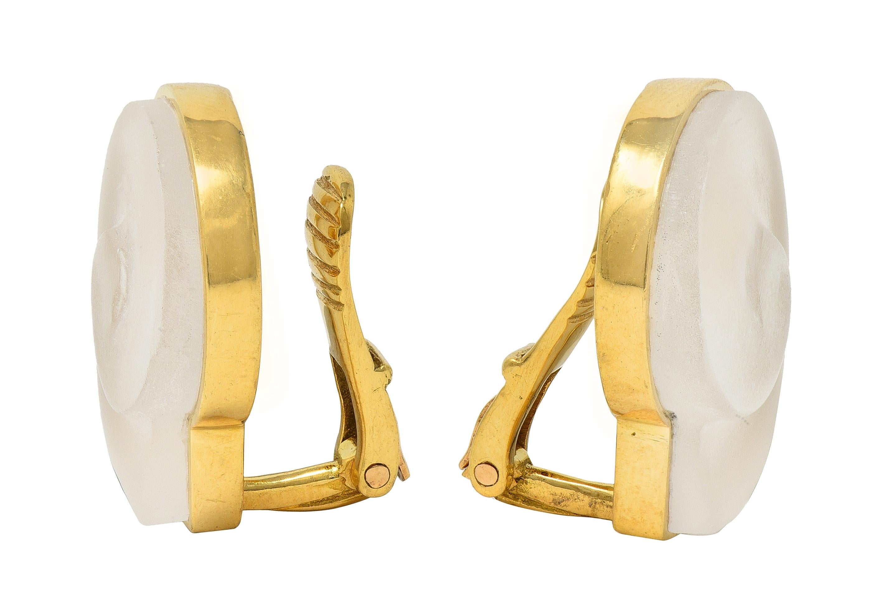 Ilias LaLaounis Crystal Quartz 18K Gold Nautilus Shell Vintage Ear-Clip Earrings