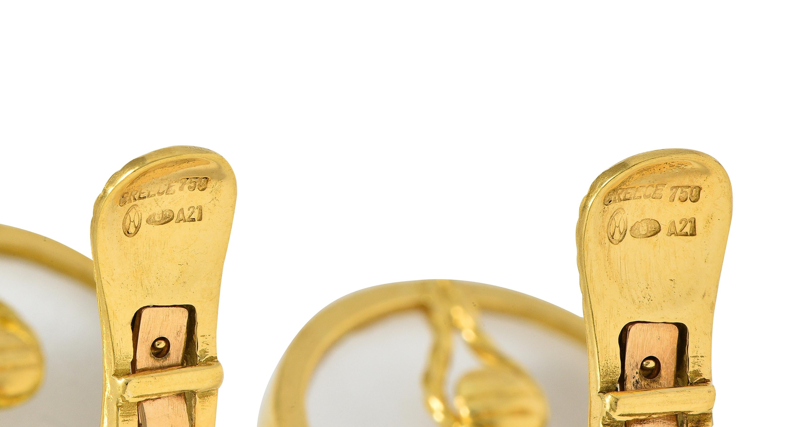 Ilias LaLaounis Crystal Quartz 18K Gold Nautilus Shell Vintage Ear-Clip Earrings