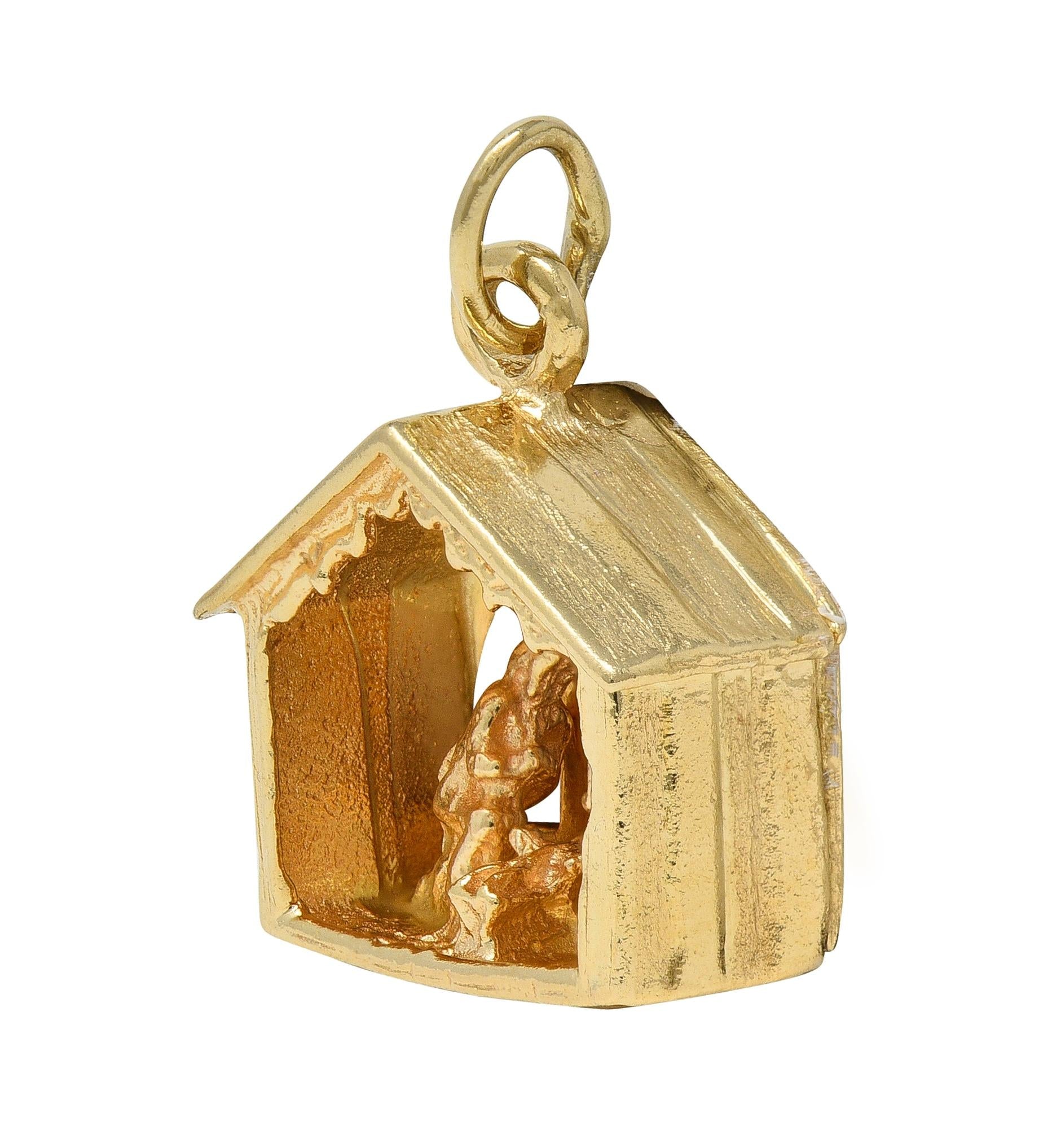 1950's 14 Karat Yellow Gold Vintage Nativity Scene Pendant Charm
