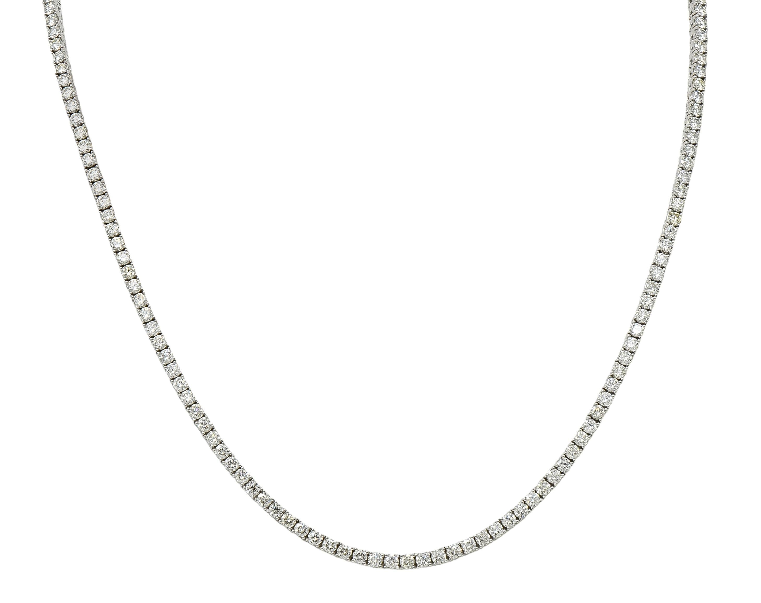 Contemporary 8.75 CTW Round Brilliant Cut Diamond 14K Gold Riviera Necklace