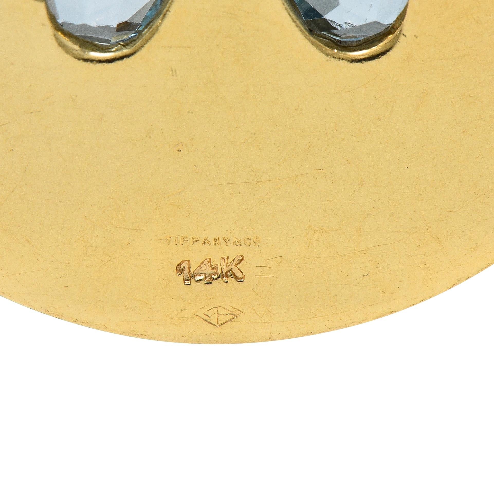 Tiffany & Co. 1950's Aquamarine Diamond 14K Gold Vintage Four Leaf Clover Charm