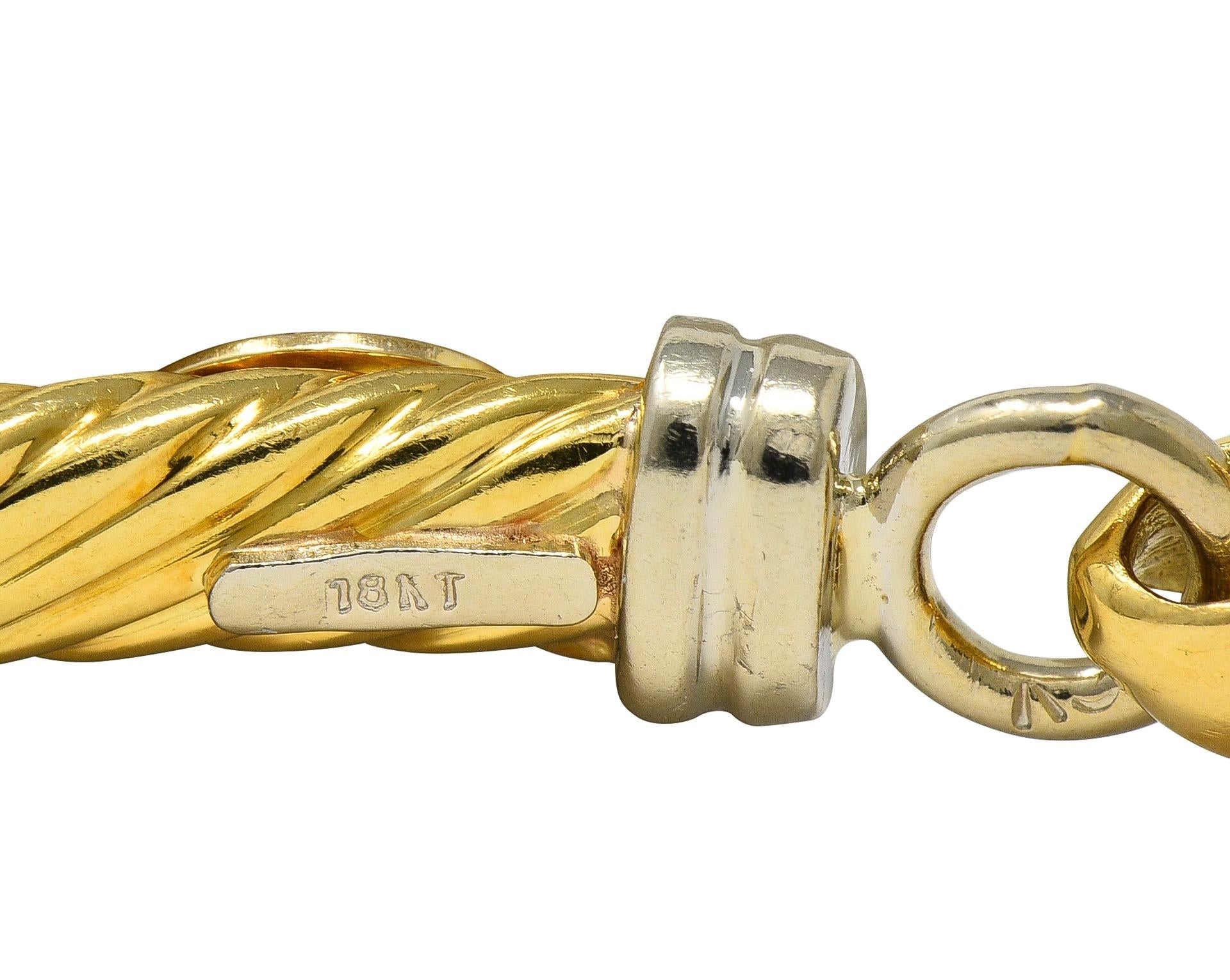 Gucci 1990's 18 Karat Two-Tone Gold Vintage Twisted Column Link Bracelet