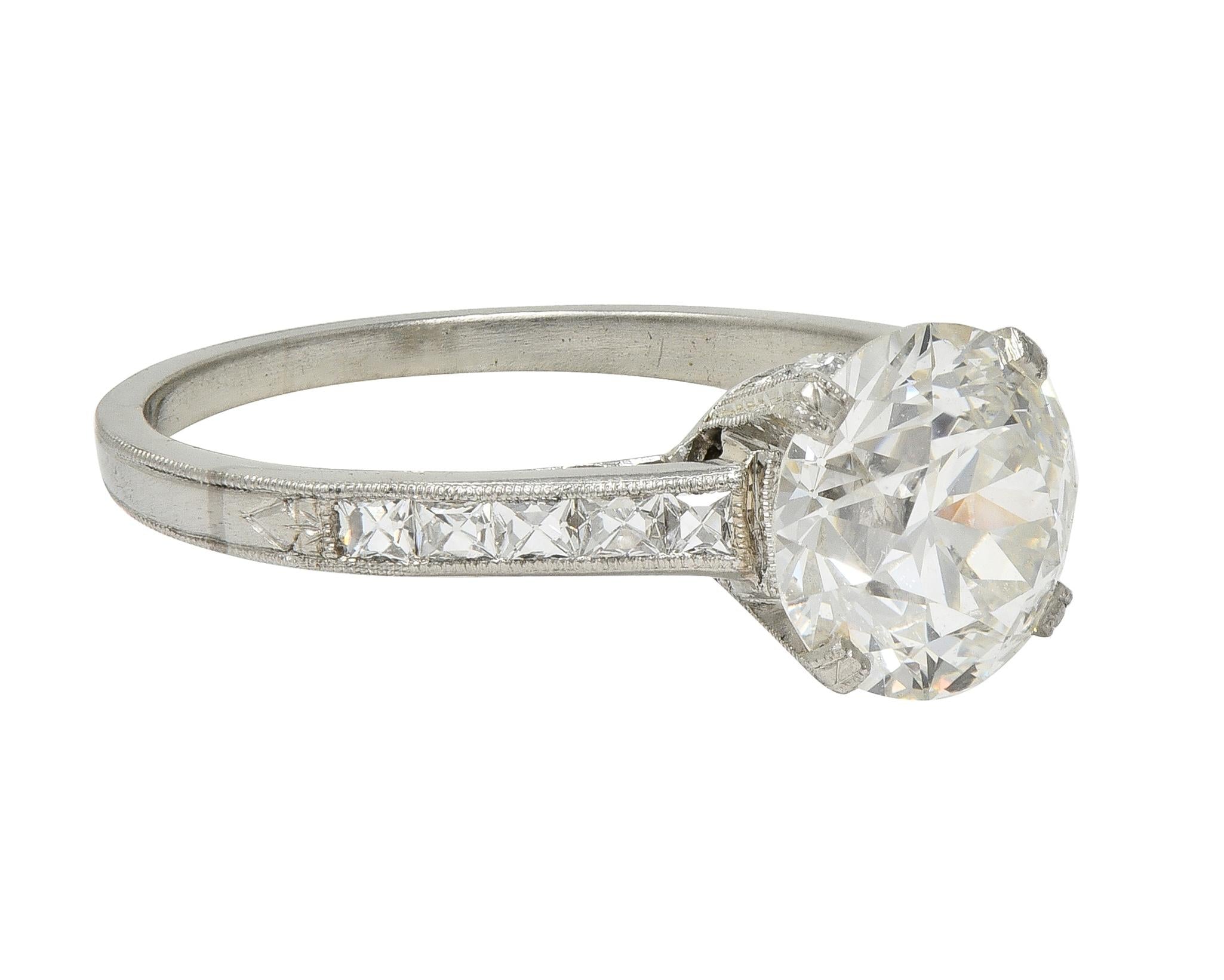Art Deco 2.05 CTW Old European Cut Diamond Platinum Vintage Engagement Ring