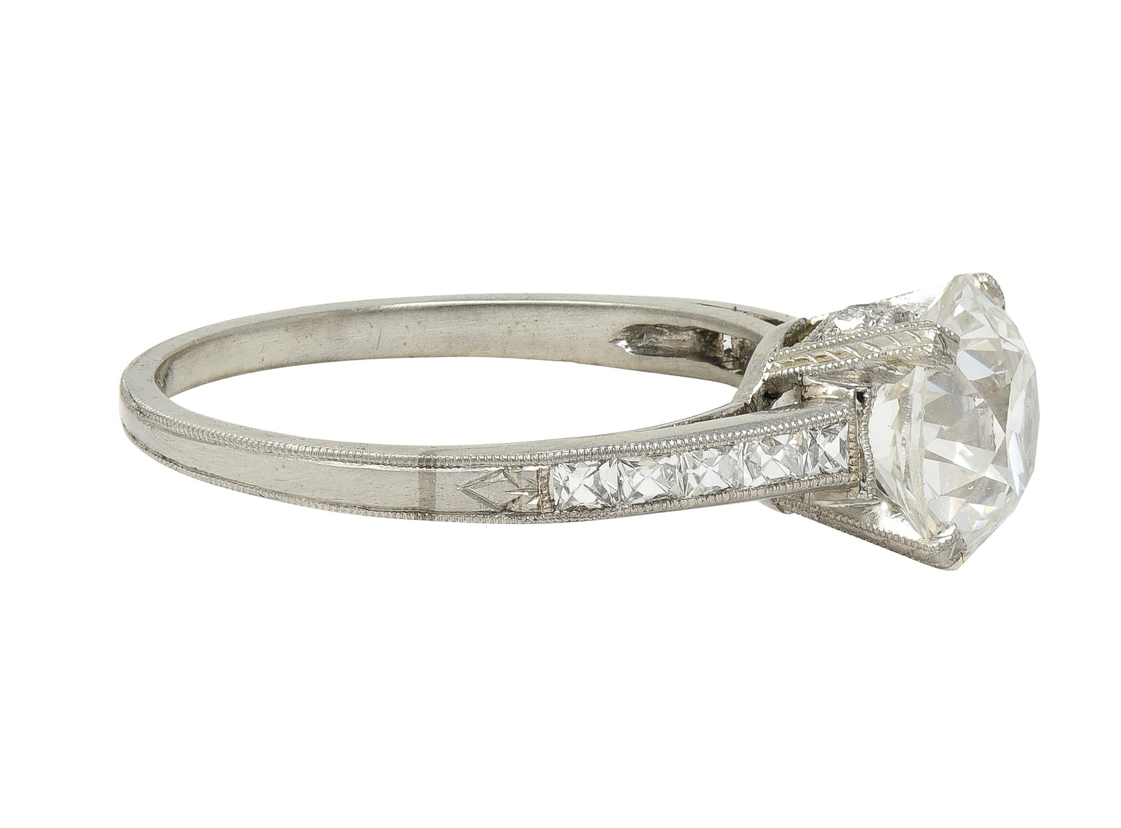 Art Deco 2.05 CTW Old European Cut Diamond Platinum Vintage Engagement Ring