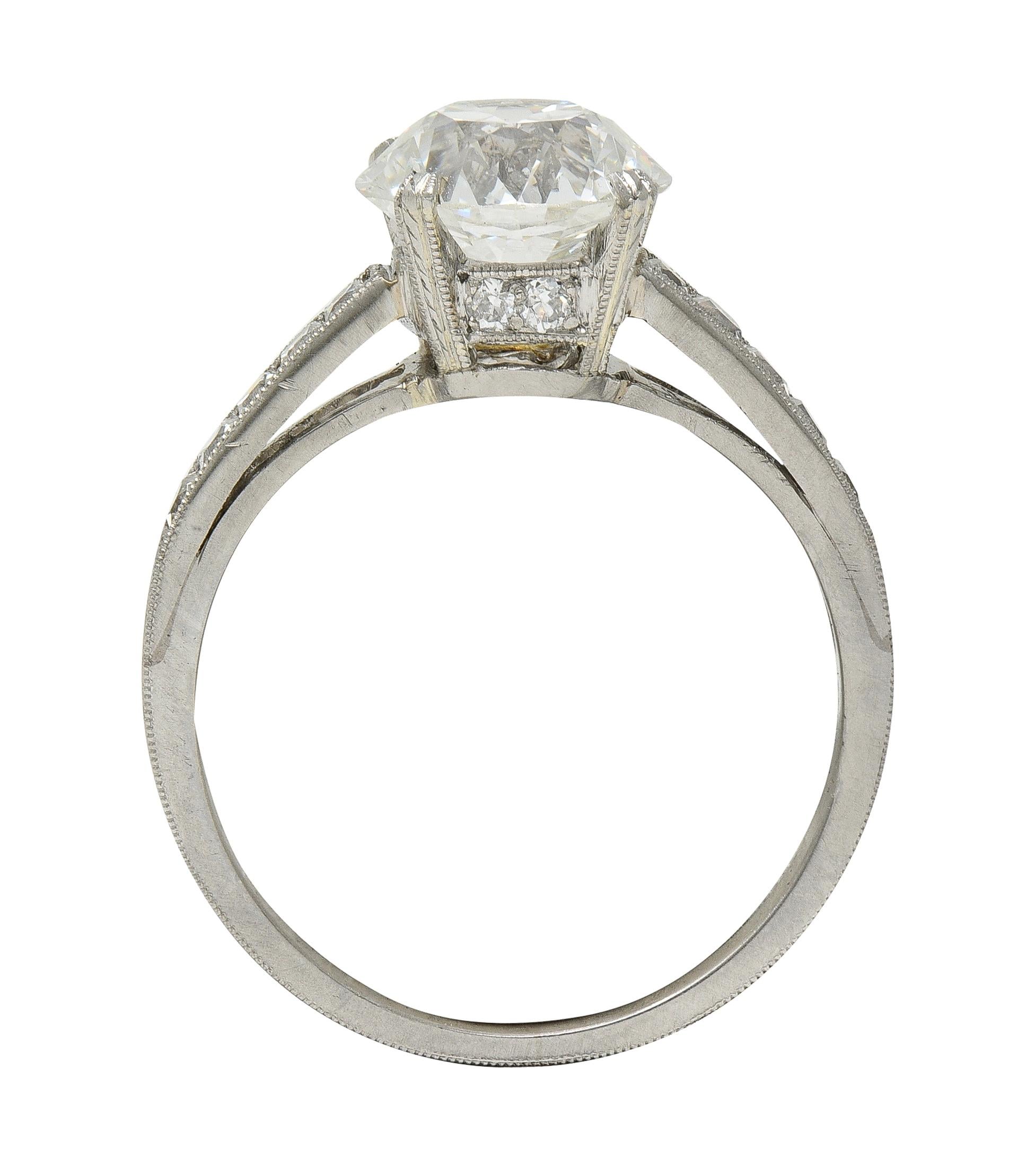 Art Deco 2.05 CTW Old European Cut Diamond Platinum Vintage Engagement Ring