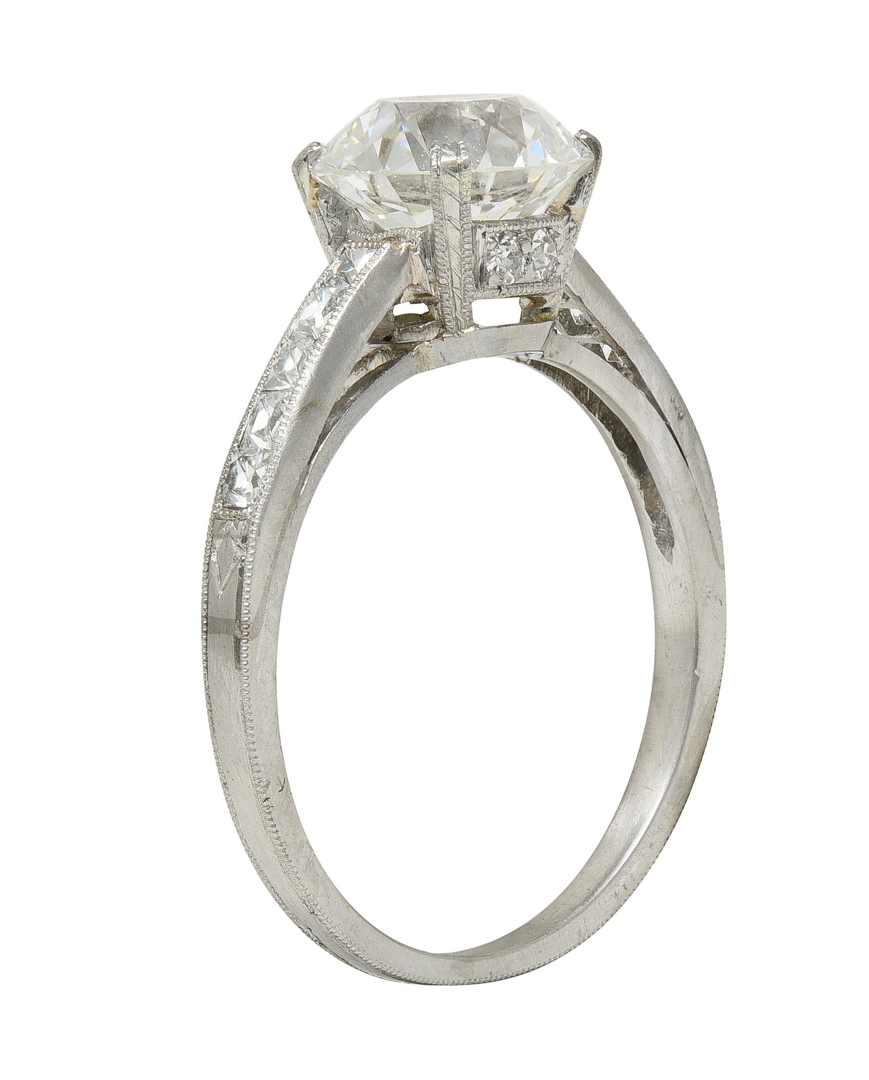 Art Deco 2.05 CTW Old European Cut Diamond Platinum Vintage Engagement Ring