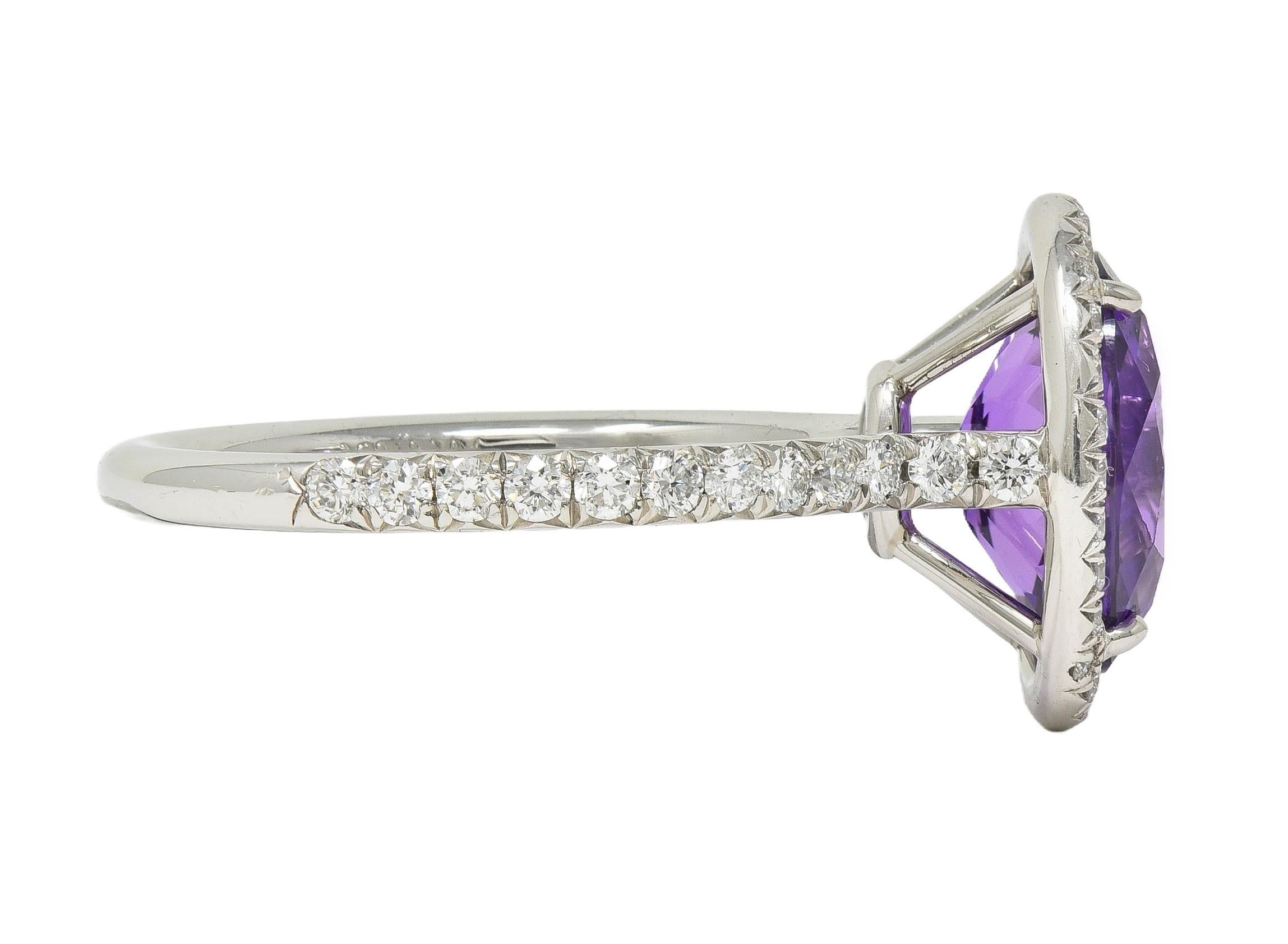 Tiffany & Co. 3.78 CTW No Heat Ceylon Purple Sapphire Diamond Platinum Ring GIA