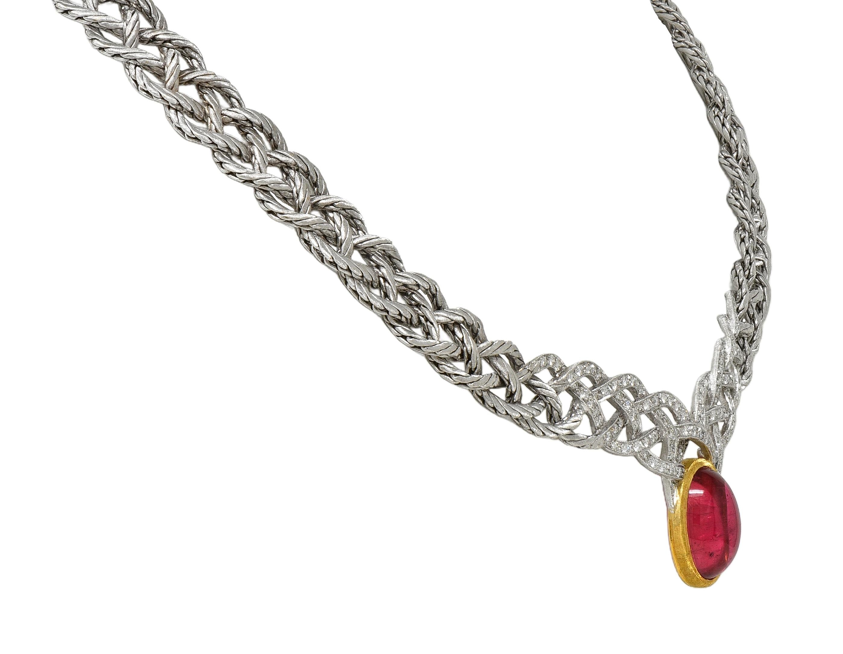 Buccellati Vintage Tourmaline Diamond 18 Karat Gold Étoilée Collar Necklace