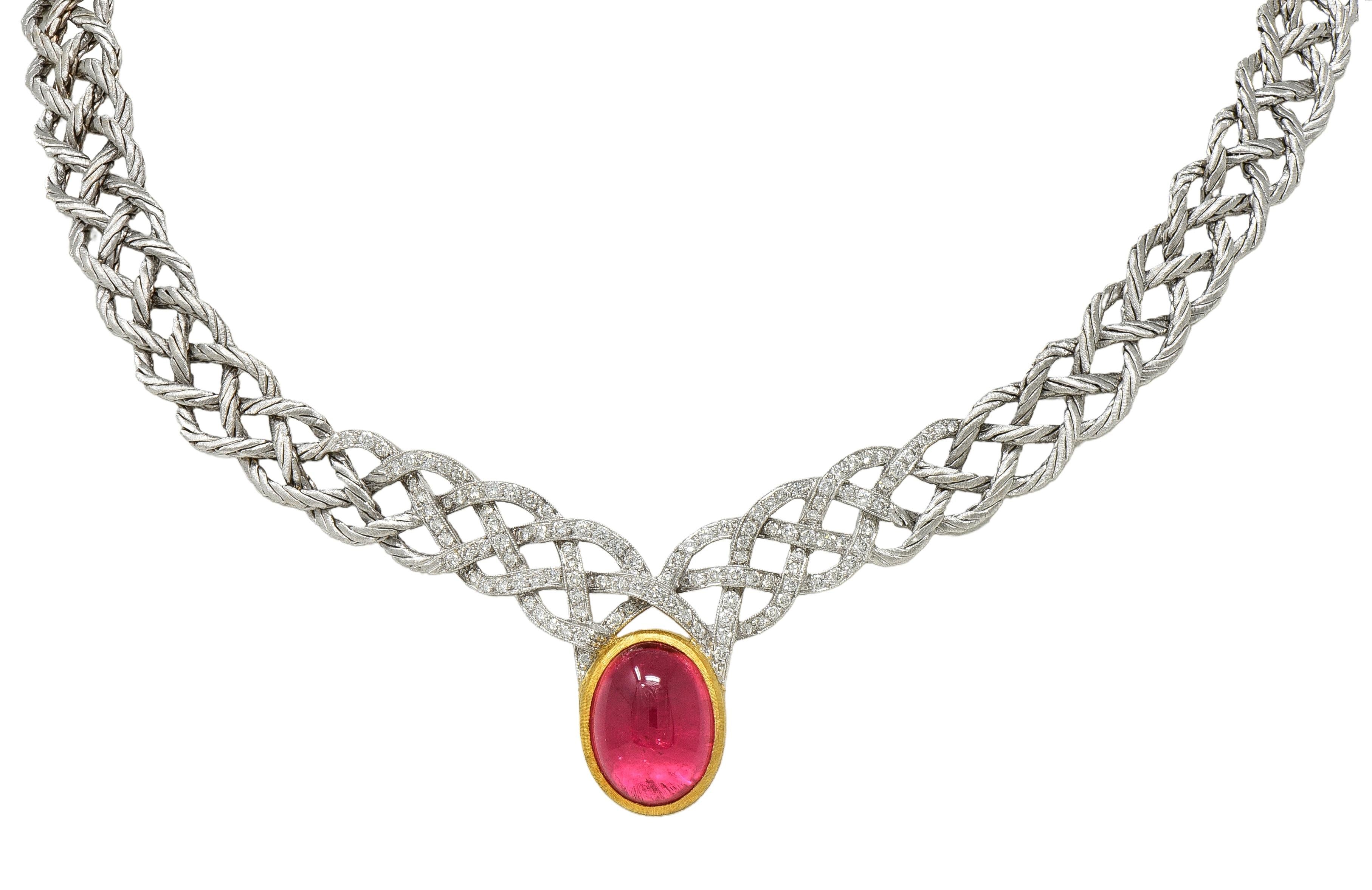 Buccellati Vintage Tourmaline Diamond 18 Karat Gold Étoilée Collar Necklace