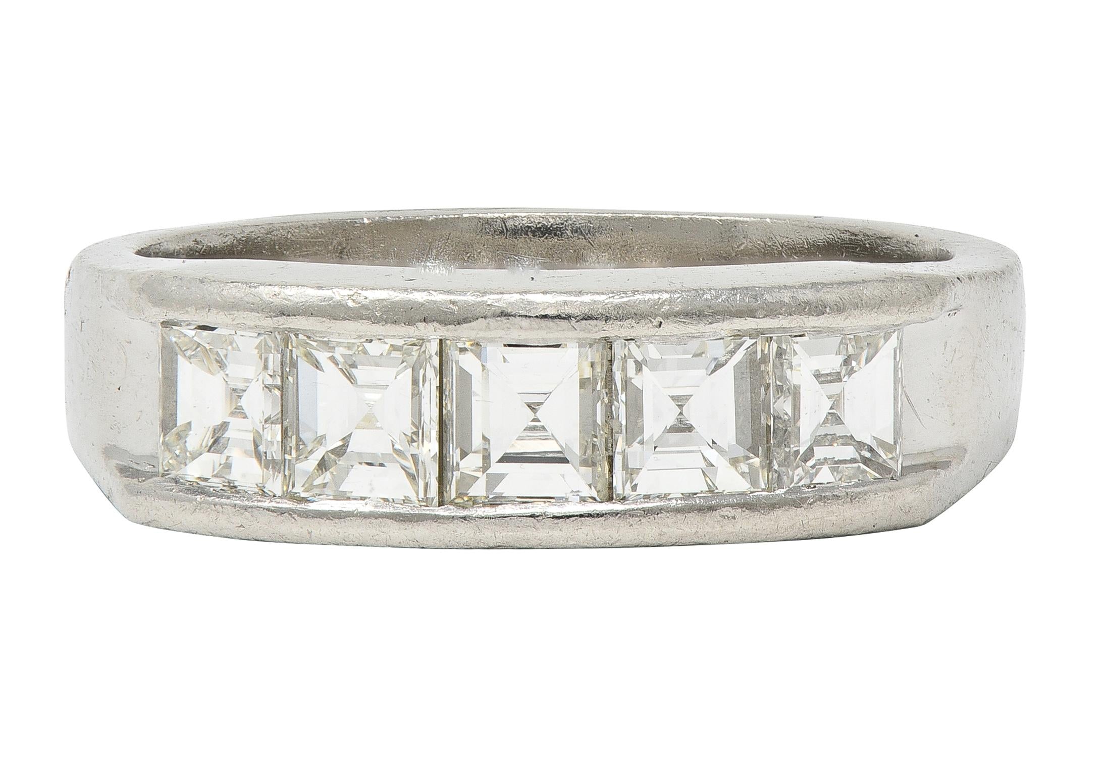 Contemporary 1.02 CTW Step Cut Diamond Platinum Channel Band Ring