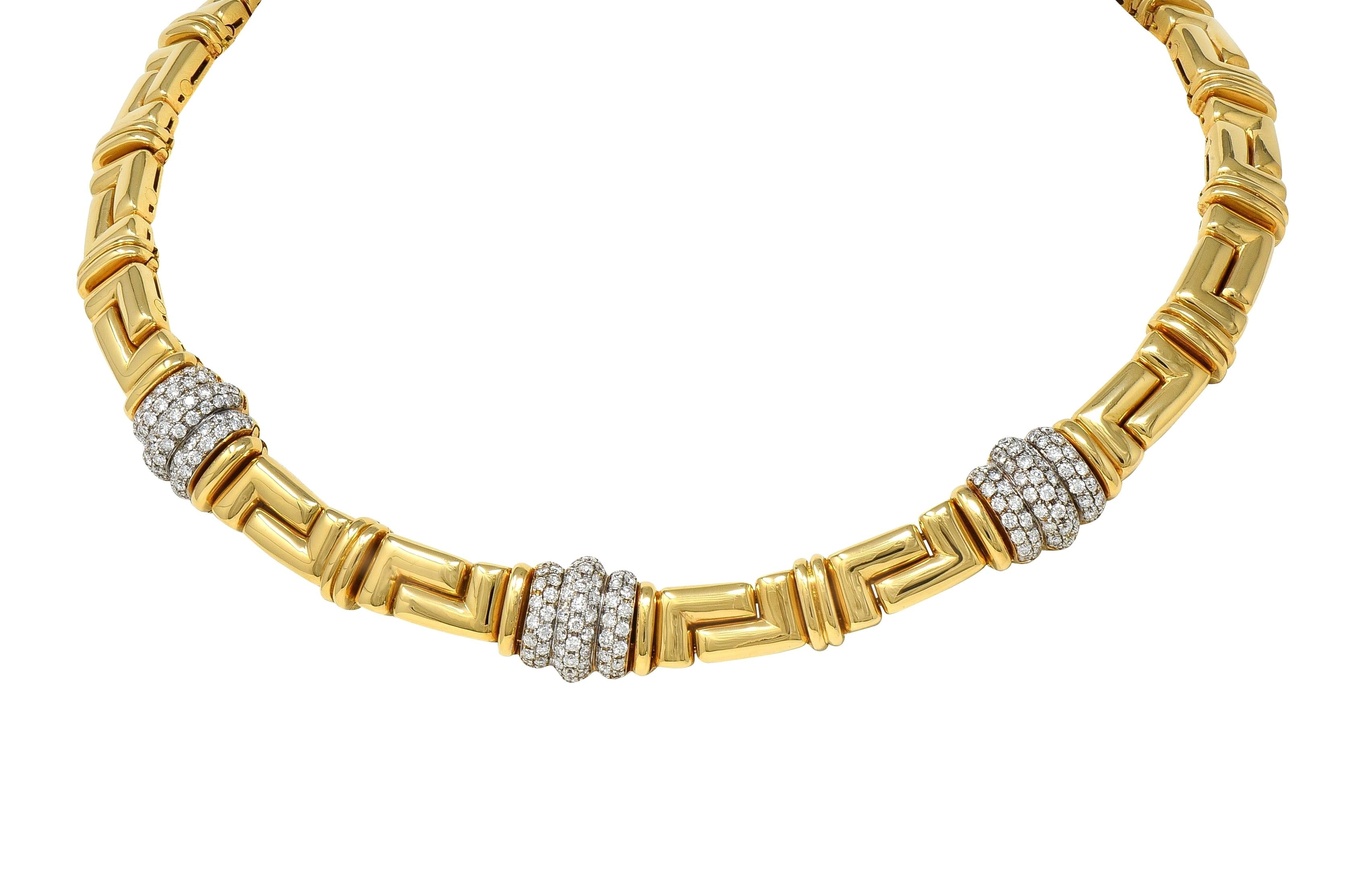 Bulgari 4.50 CTW Diamond 18 Karat Yellow Gold Geometric Vintage Collar Necklace