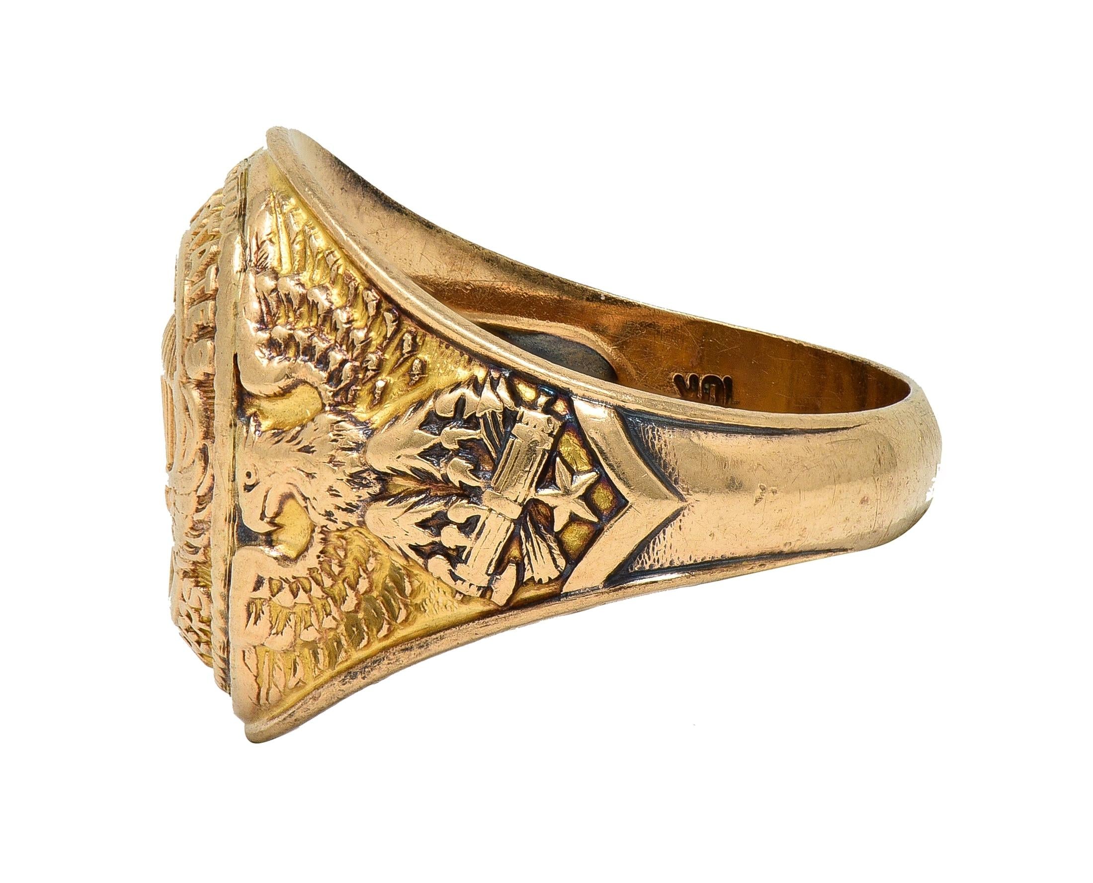 1940's 10K Gold Vintage WW2 U.S. Airborne Army Paratroopers Men's Signet Ring