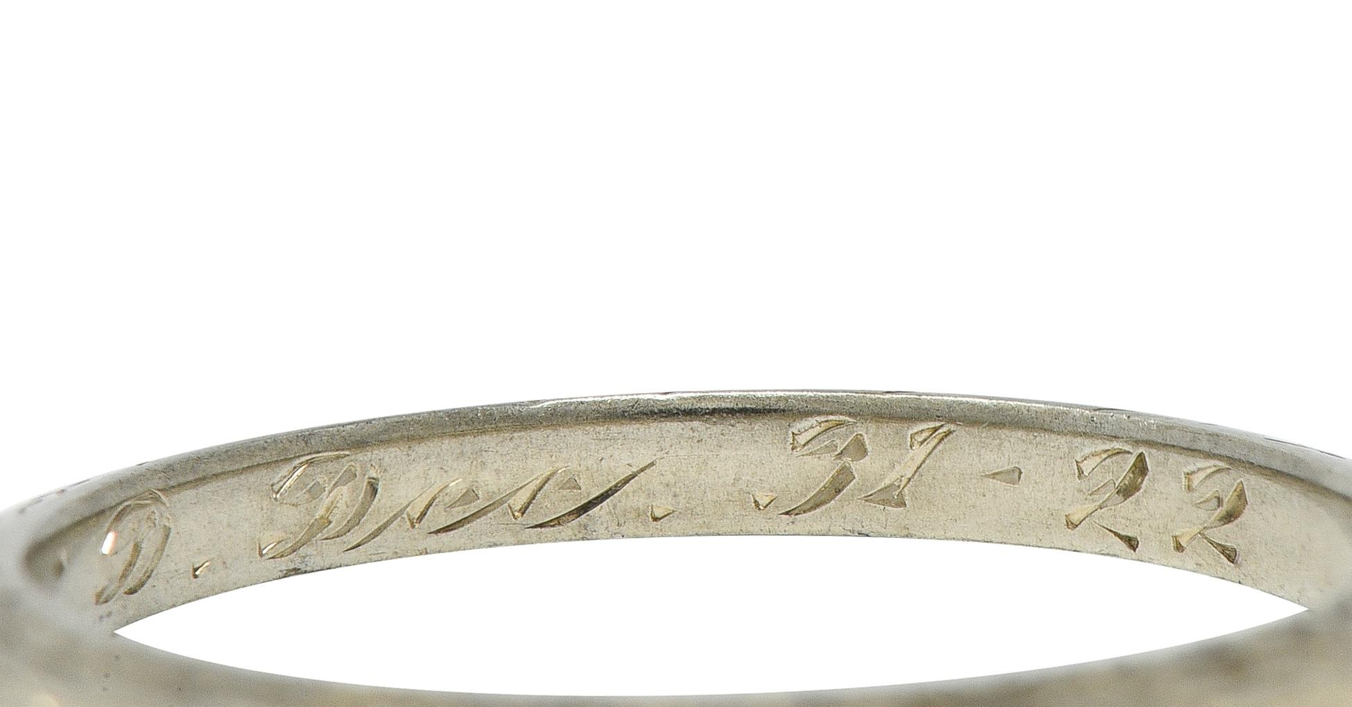 Art Deco 1929 18 Karat White Gold Vintage Wheat Wedding Band Ring