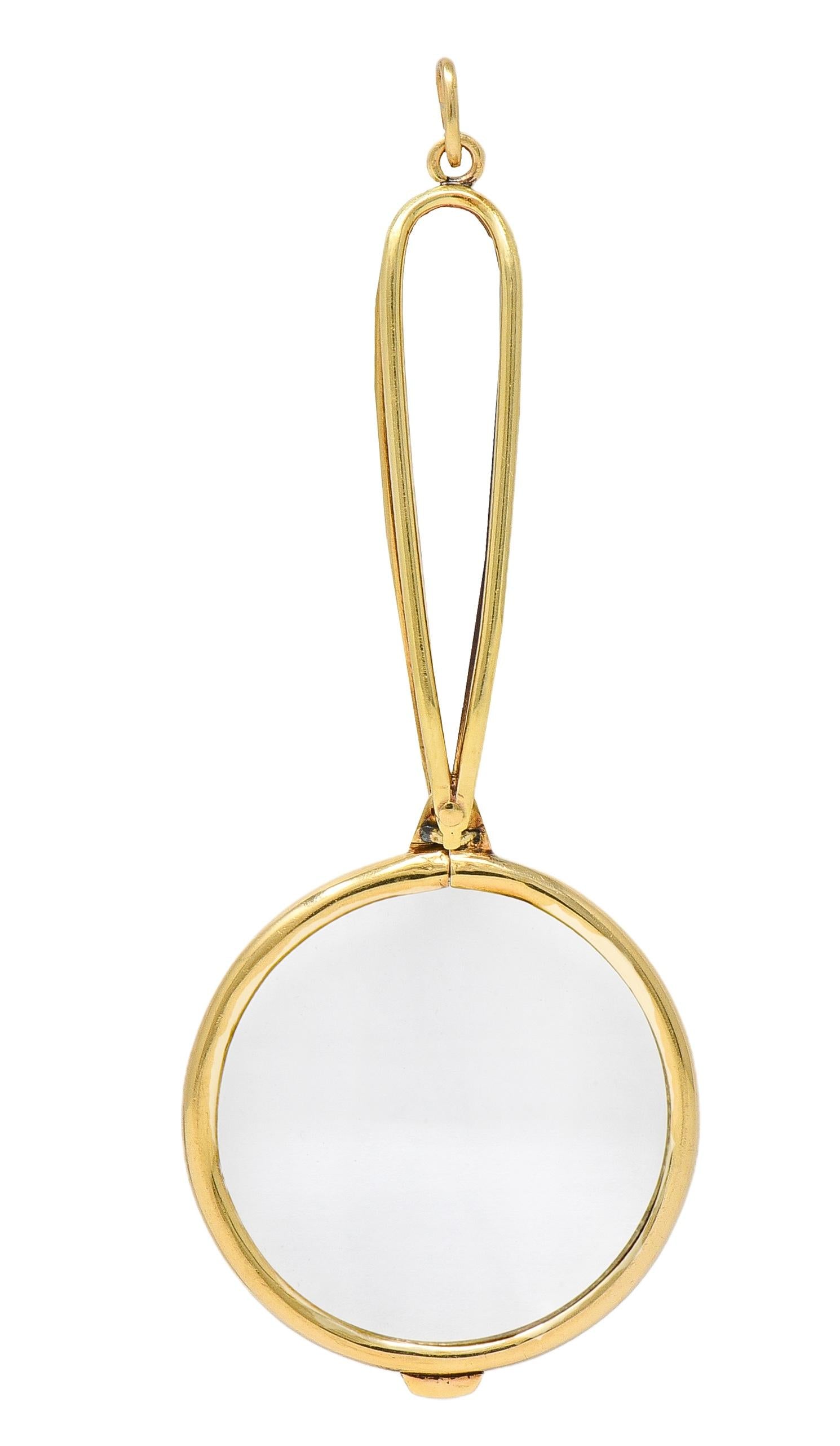 Cartier 1940's 14 Karat Yellow Gold Magnifying Glass Vintage Pendant