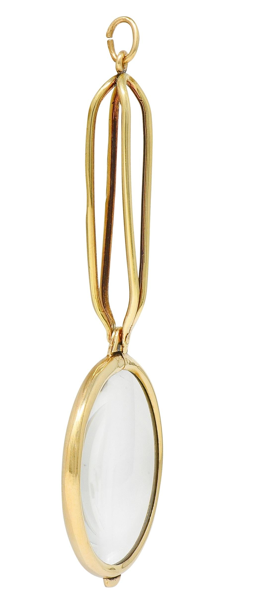 Cartier 1940's 14 Karat Yellow Gold Magnifying Glass Vintage Pendant
