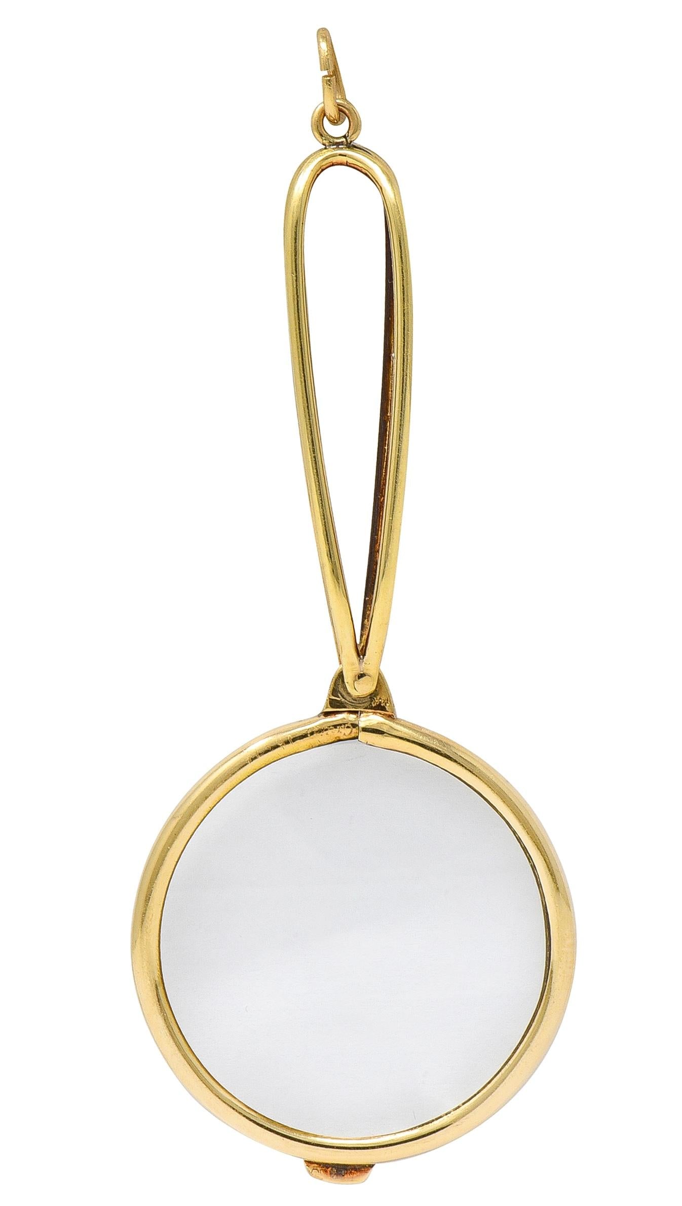 Cartier 1940's 14 Karat Yellow Gold Magnifying Glass Vintage Pendant