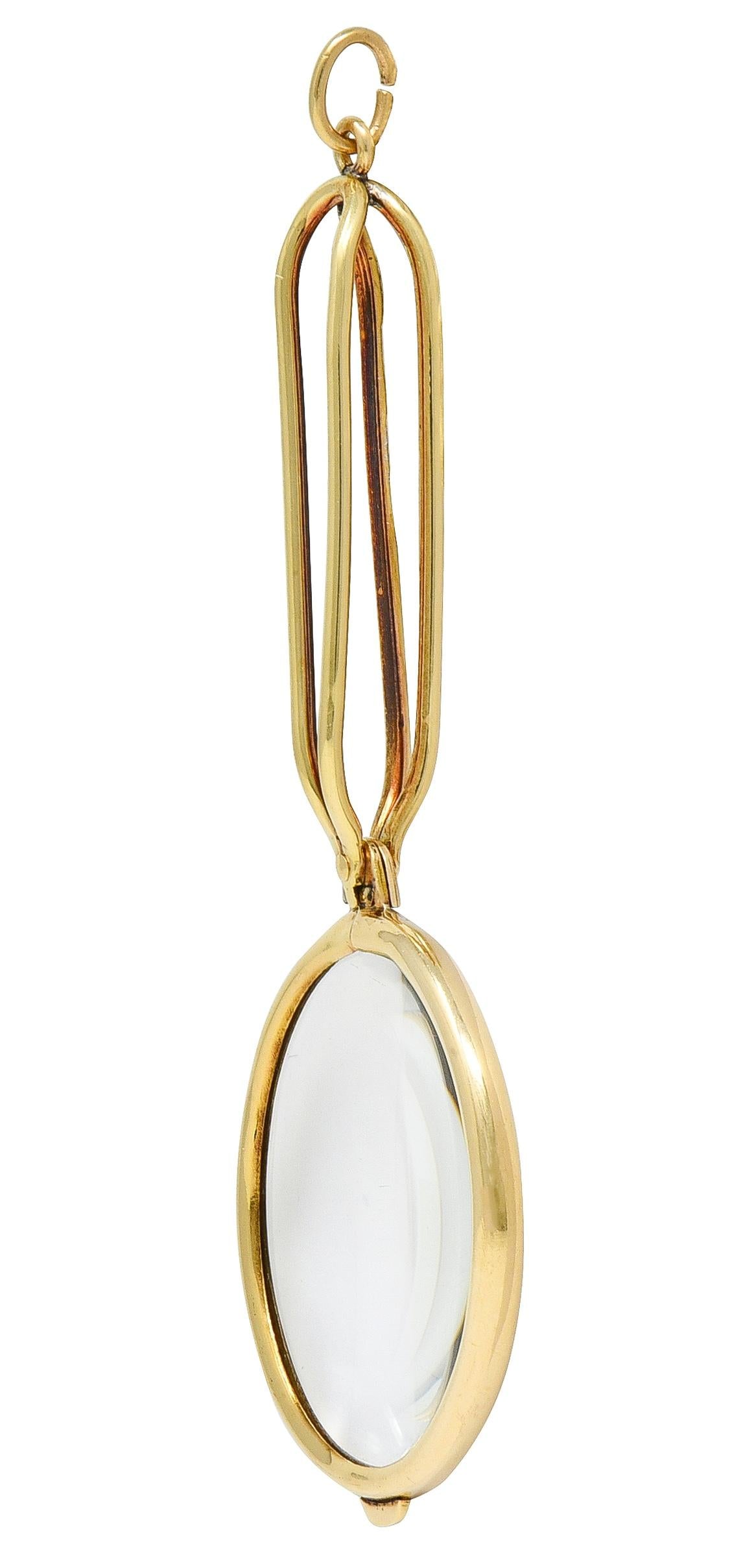Cartier 1940's 14 Karat Yellow Gold Magnifying Glass Vintage Pendant