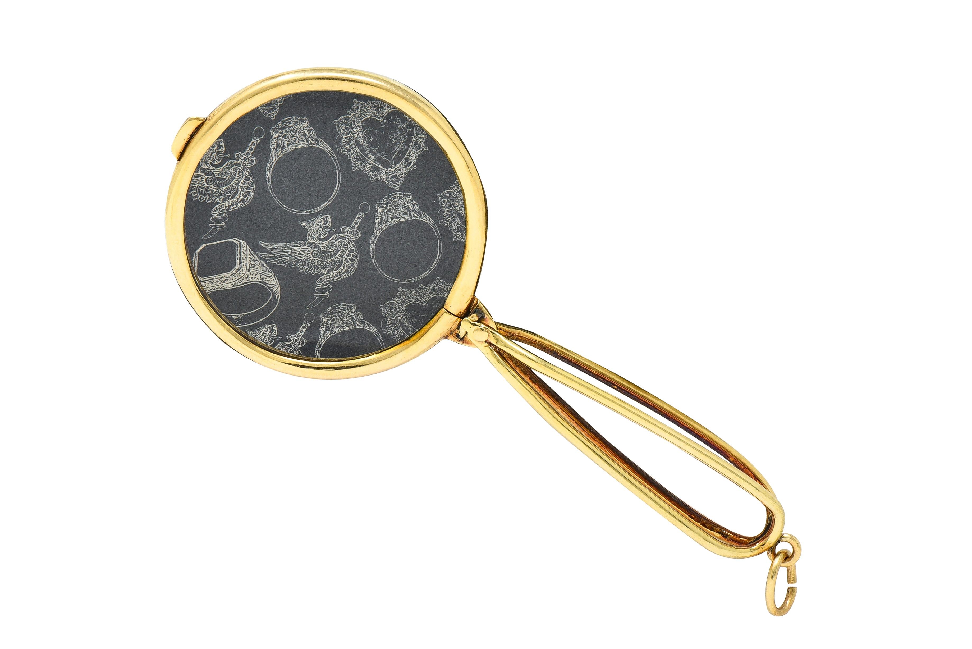 Cartier 1940's 14 Karat Yellow Gold Magnifying Glass Vintage Pendant