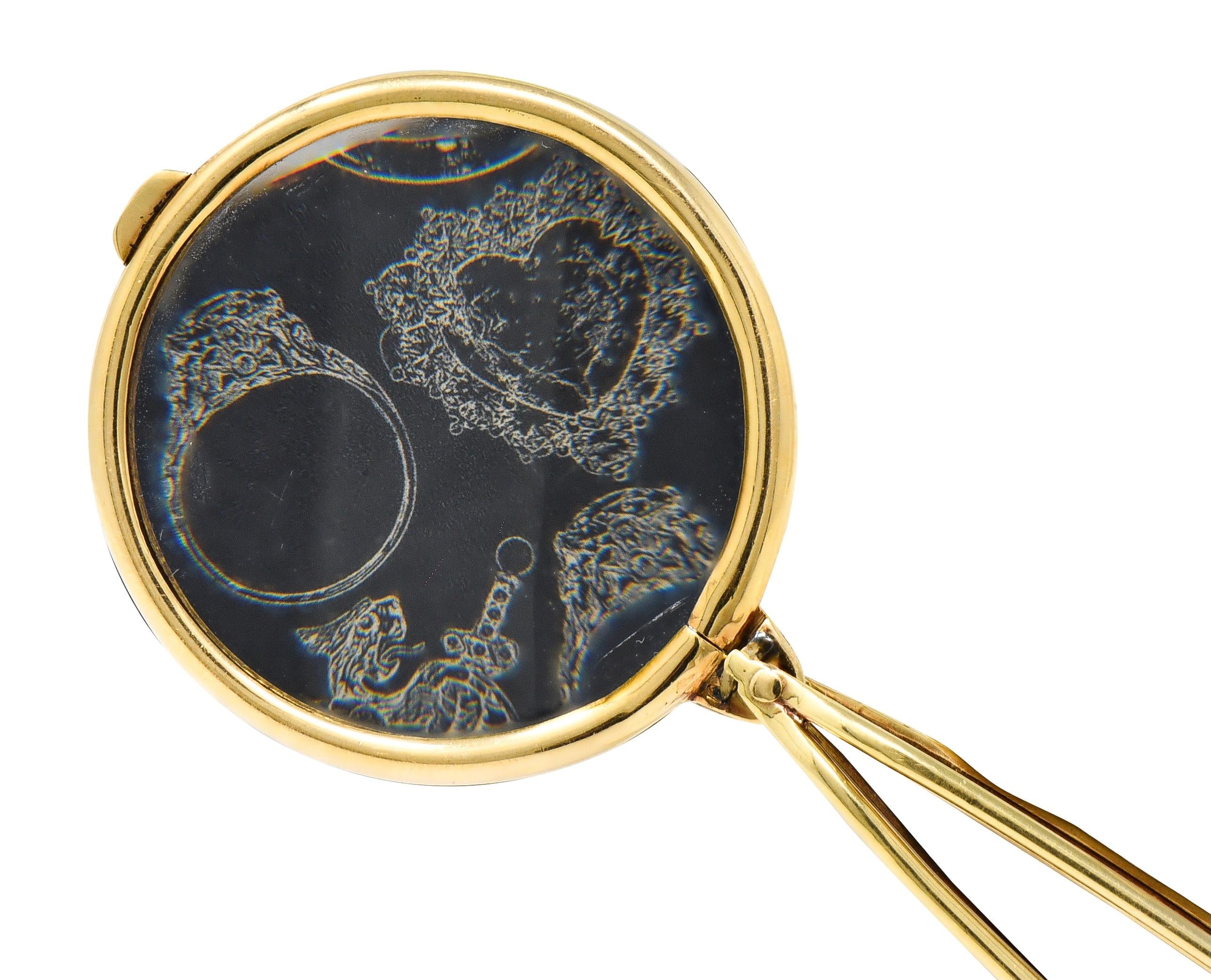 Cartier 1940's 14 Karat Yellow Gold Magnifying Glass Vintage Pendant