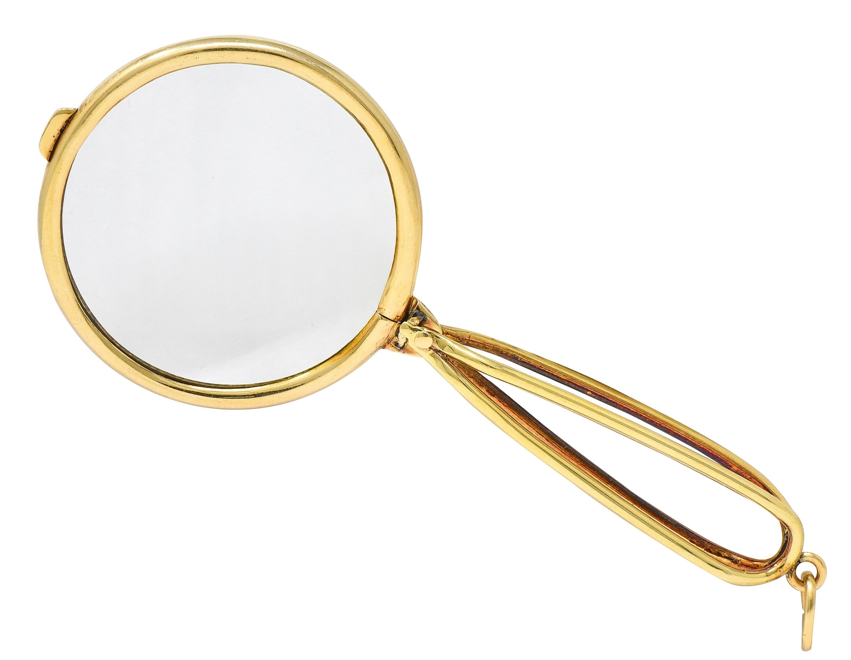 Cartier 1940's 14 Karat Yellow Gold Magnifying Glass Vintage Pendant