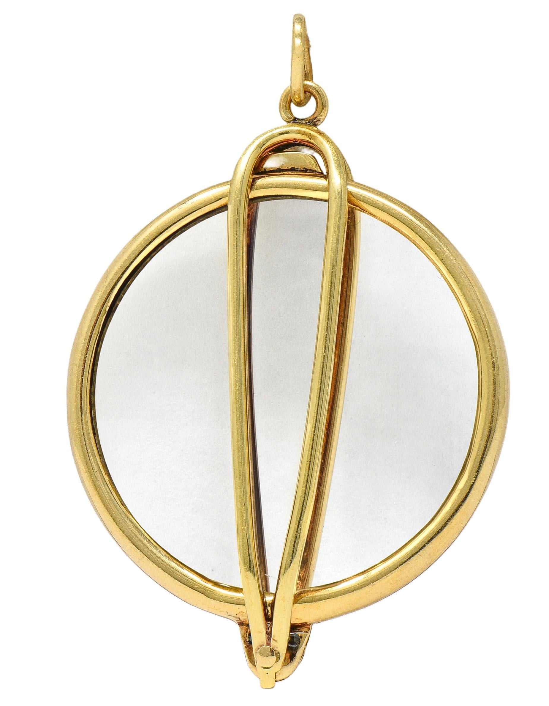 Cartier 1940's 14 Karat Yellow Gold Magnifying Glass Vintage Pendant
