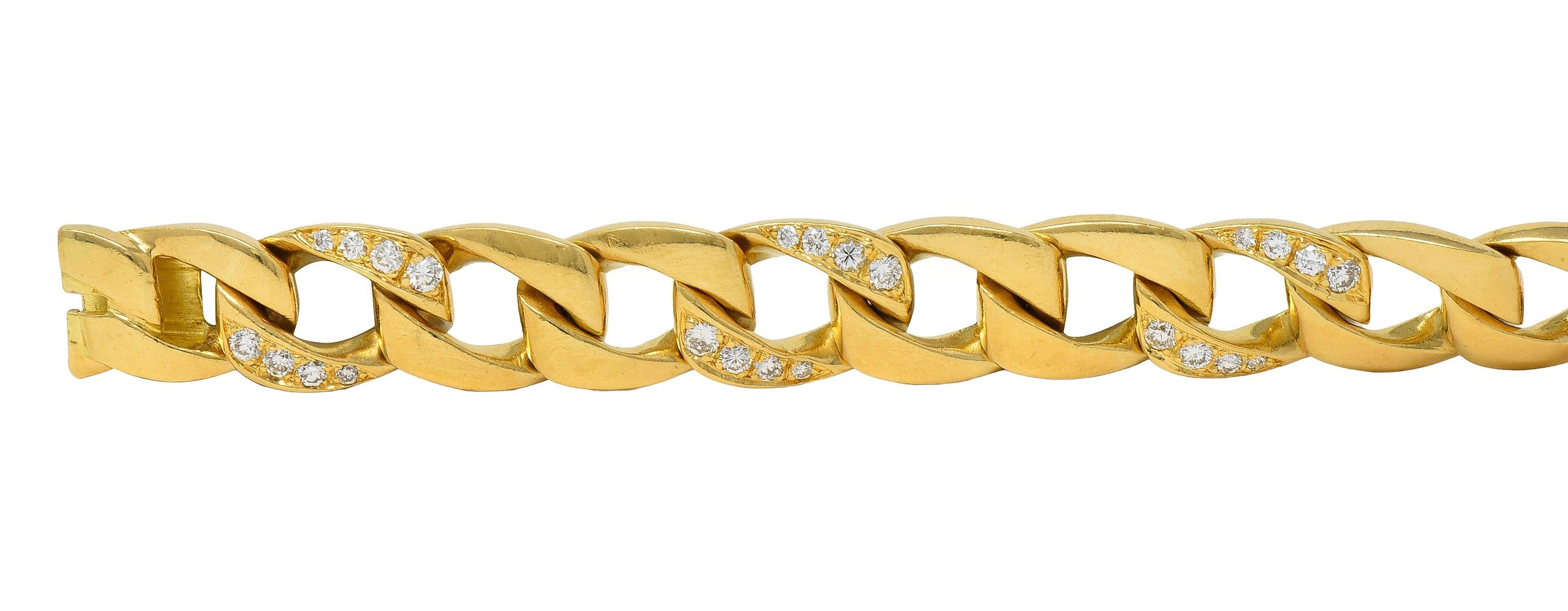 Cartier Georges L'Enfant 1970's Diamond 18K Gold Vintage Curb Link Bracelet