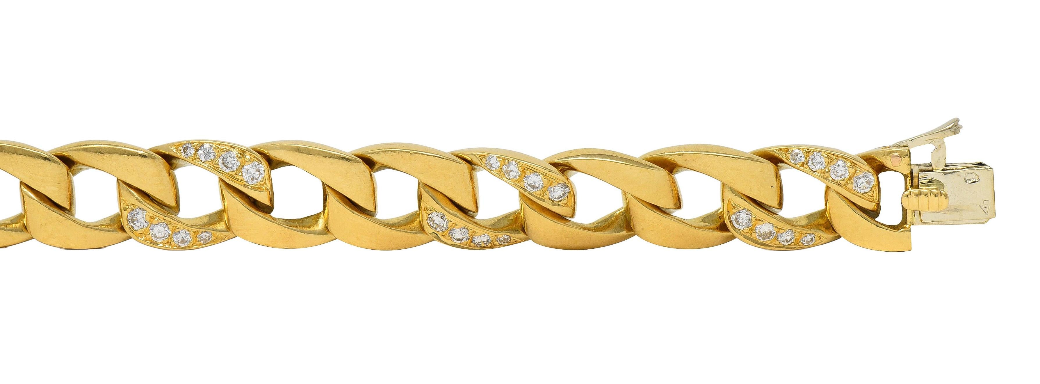 Cartier Georges L'Enfant 1970's Diamond 18K Gold Vintage Curb Link Bracelet