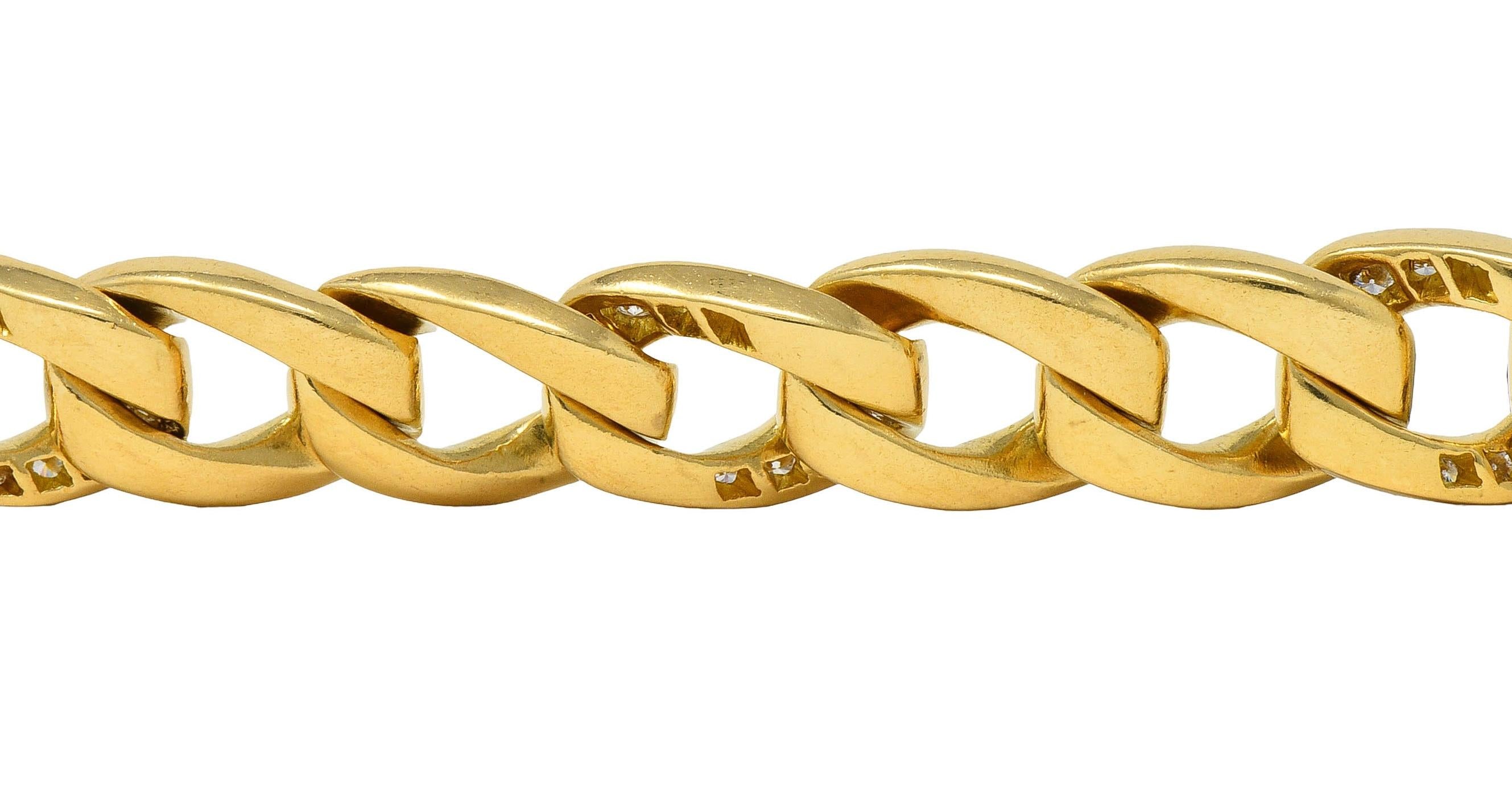 Cartier Georges L'Enfant 1970's Diamond 18K Gold Vintage Curb Link Bracelet