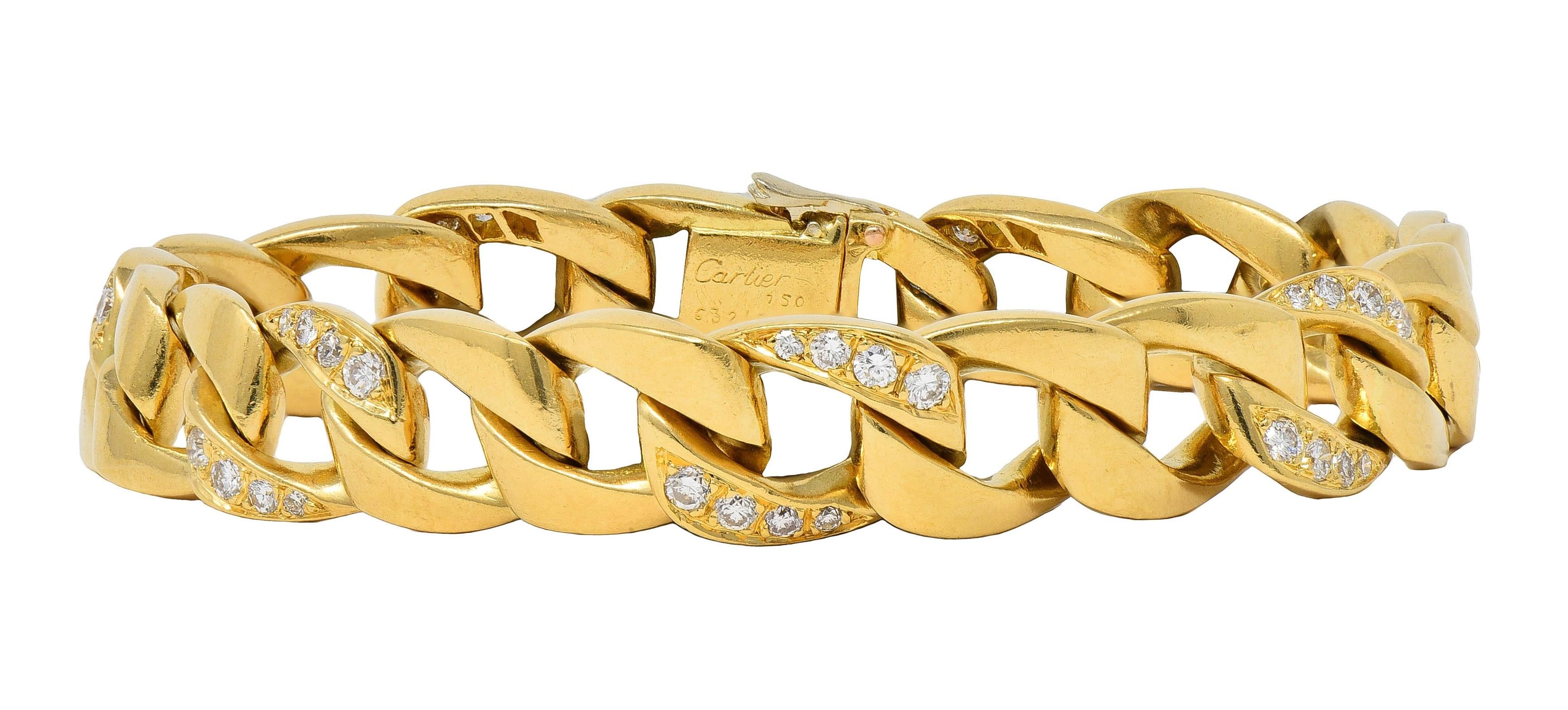 Cartier Georges L'Enfant 1970's Diamond 18K Gold Vintage Curb Link Bracelet