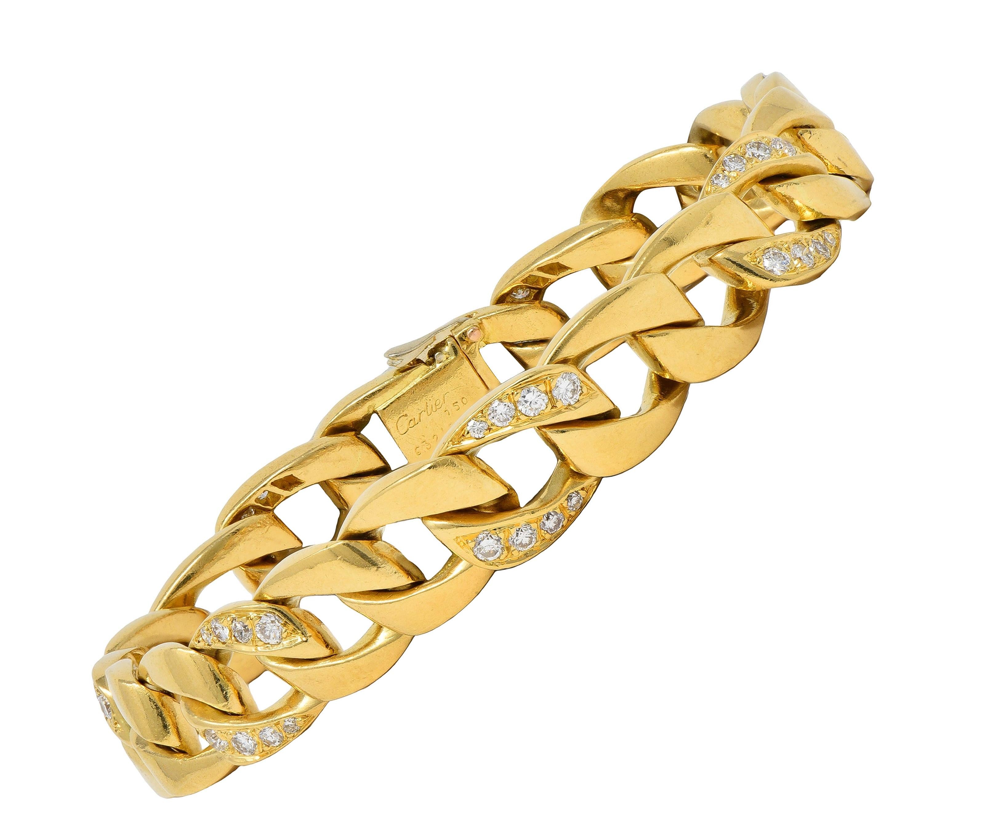 Cartier Georges L'Enfant 1970's Diamond 18K Gold Vintage Curb Link Bracelet