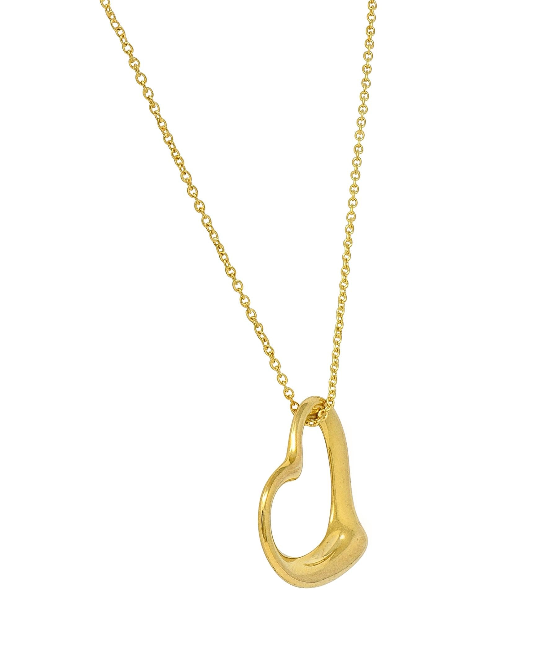 Elsa Peretti Tiffany & Co. 2000's 18K Gold Open Heart Pendant Necklace