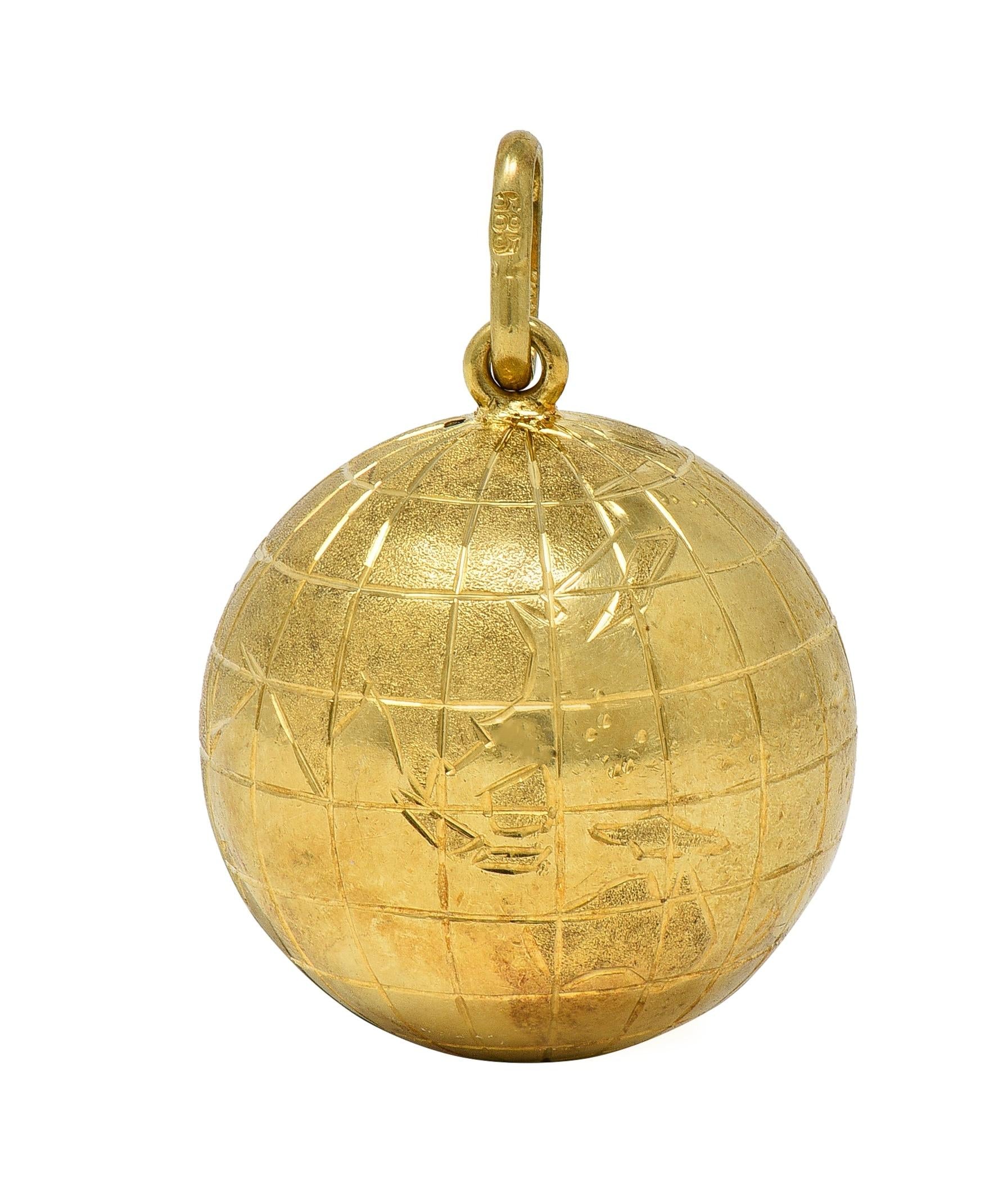 1950's 14 Karat Yellow Gold Vintage Globe Charm