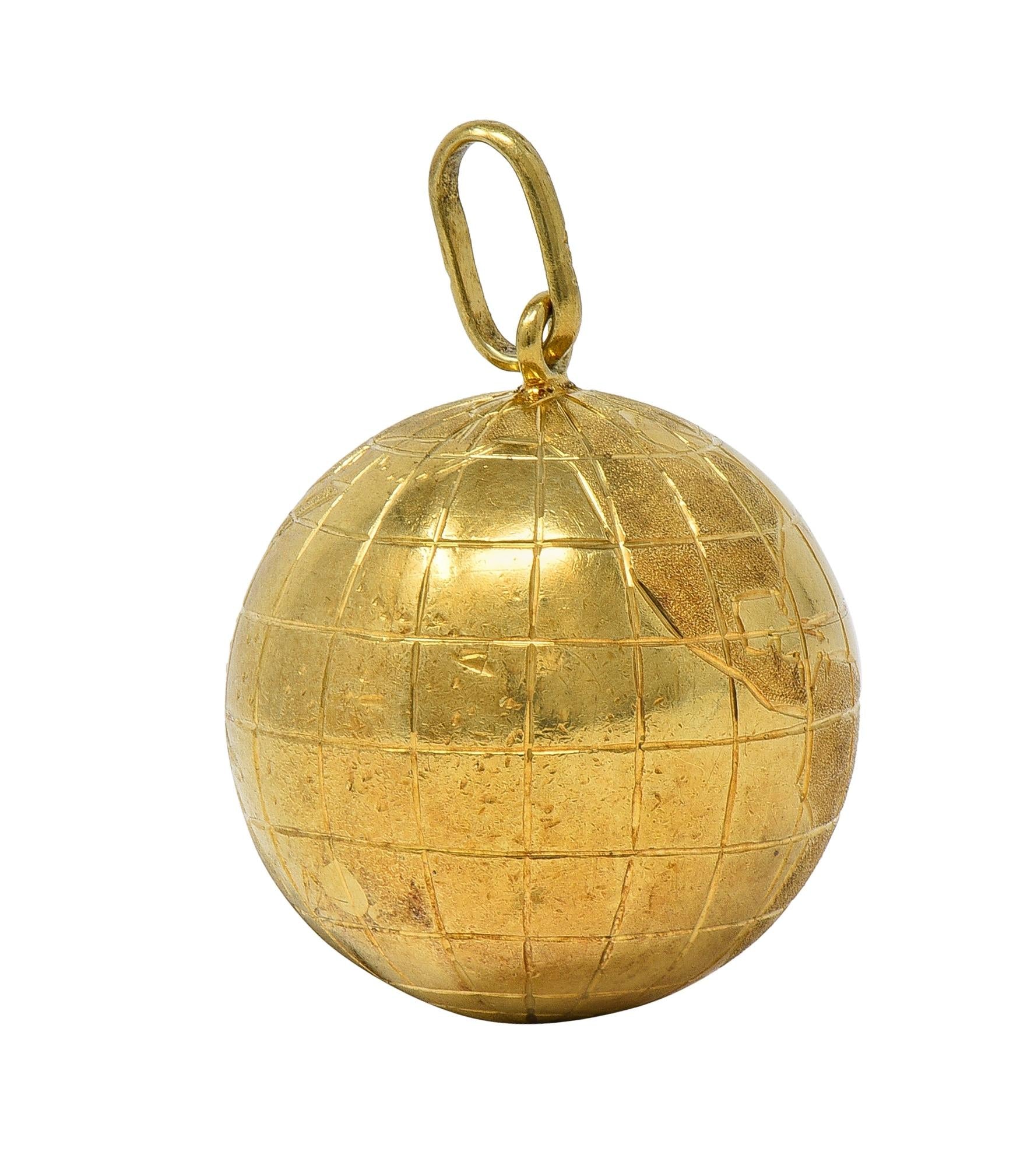 1950's 14 Karat Yellow Gold Vintage Globe Charm