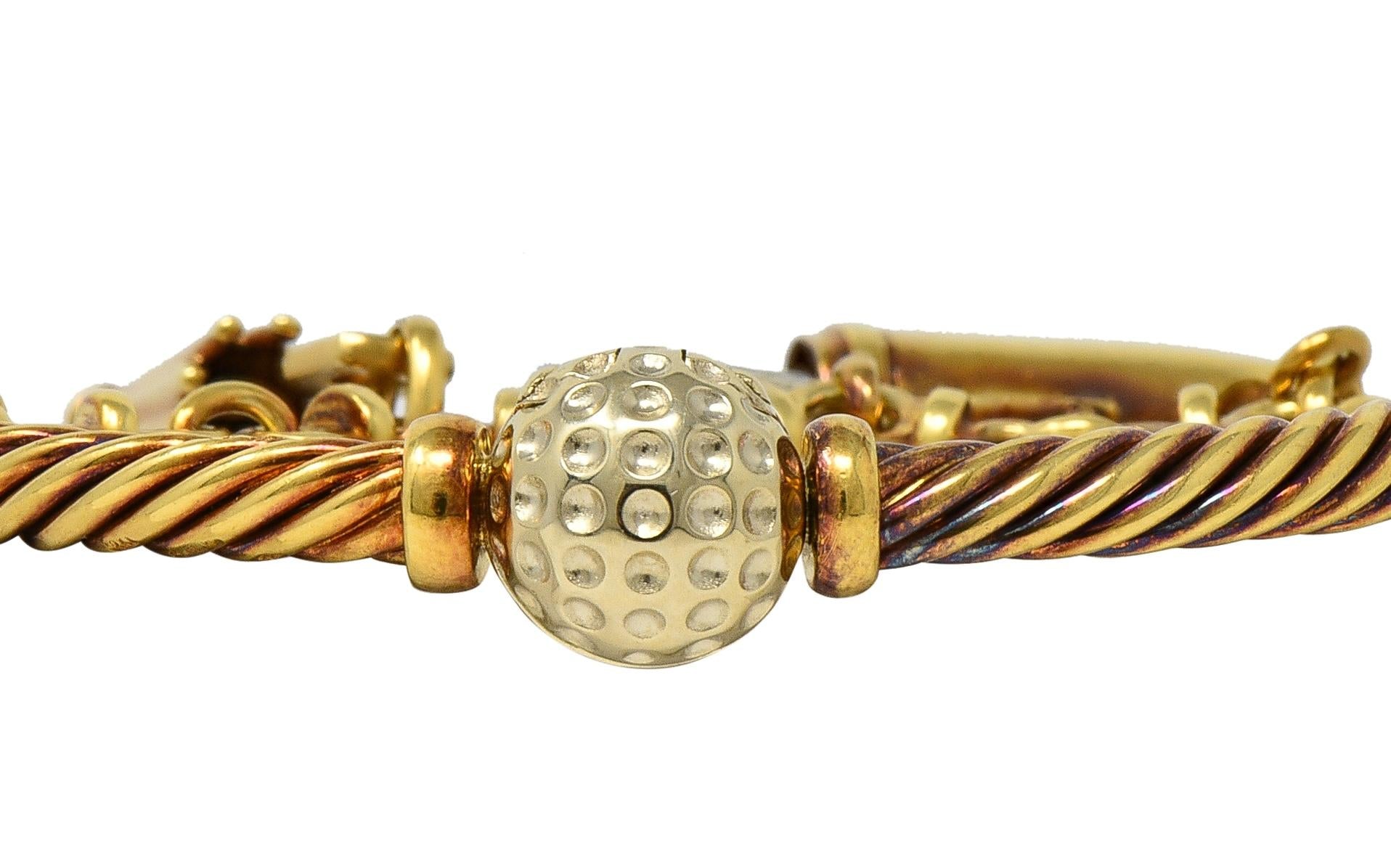 Pomellato 1990's Diamond 18 Karat Two-Tone Gold Vintage Golf Charm Bracelet