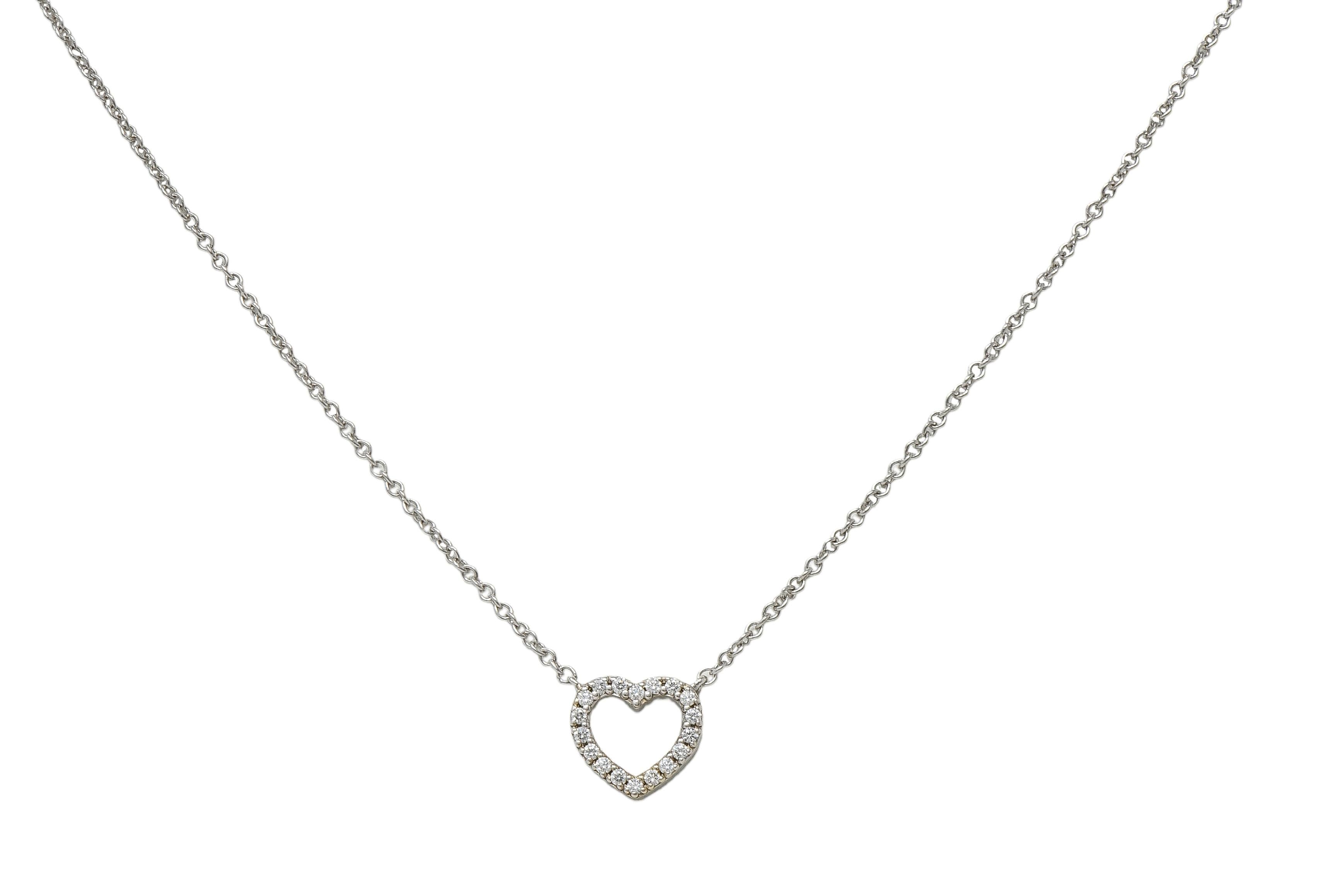 Tiffany & Co. 2000's Diamond 18 Karat White Gold Heart Station Necklace
