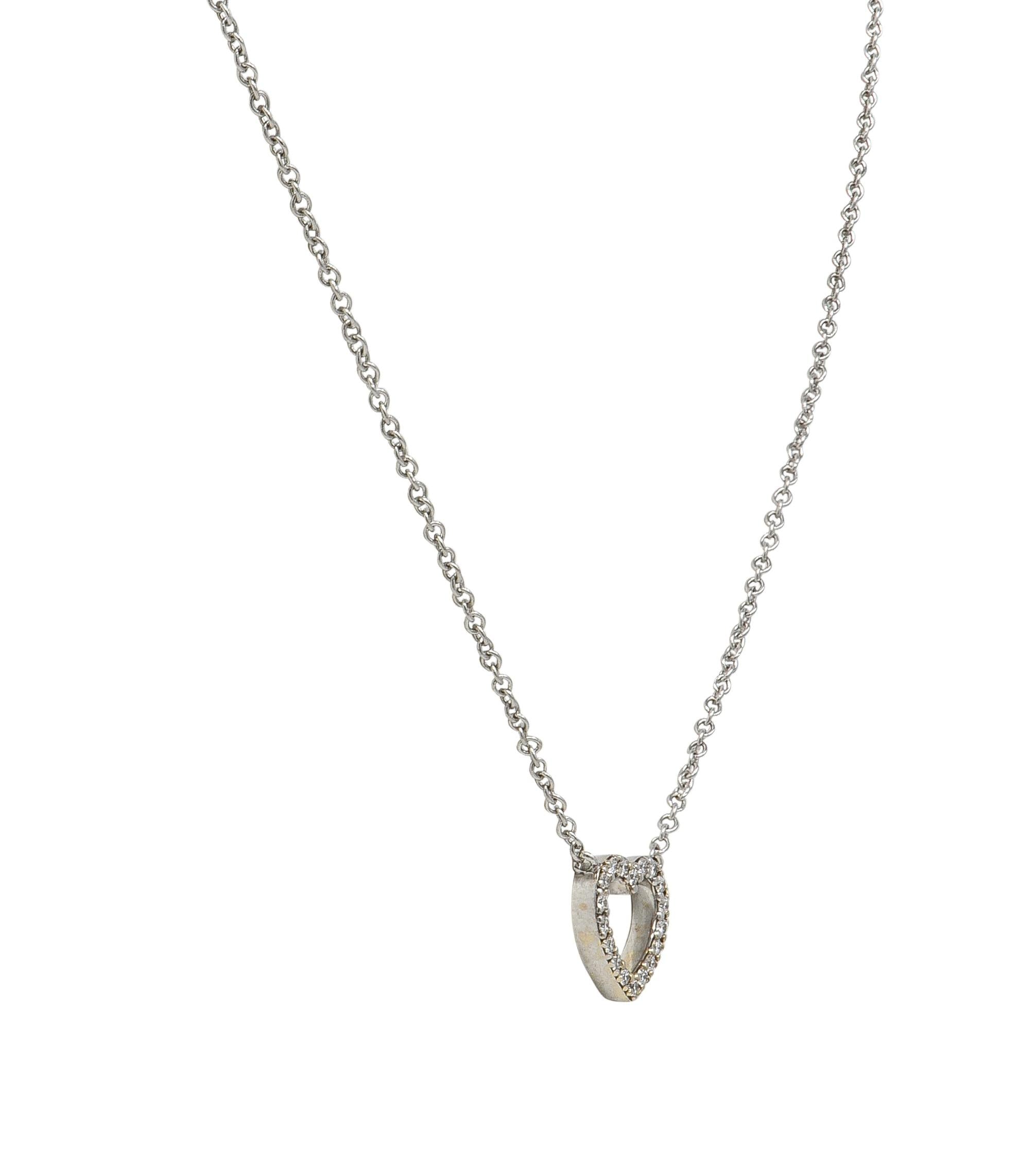 Tiffany & Co. 2000's Diamond 18 Karat White Gold Heart Station Necklace